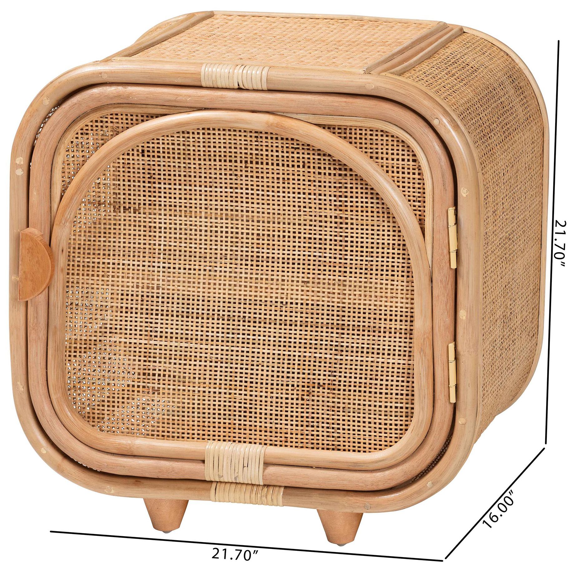 bali & pari Keita Bohemian Natural Rattan and Mahogany Wood Nightstand