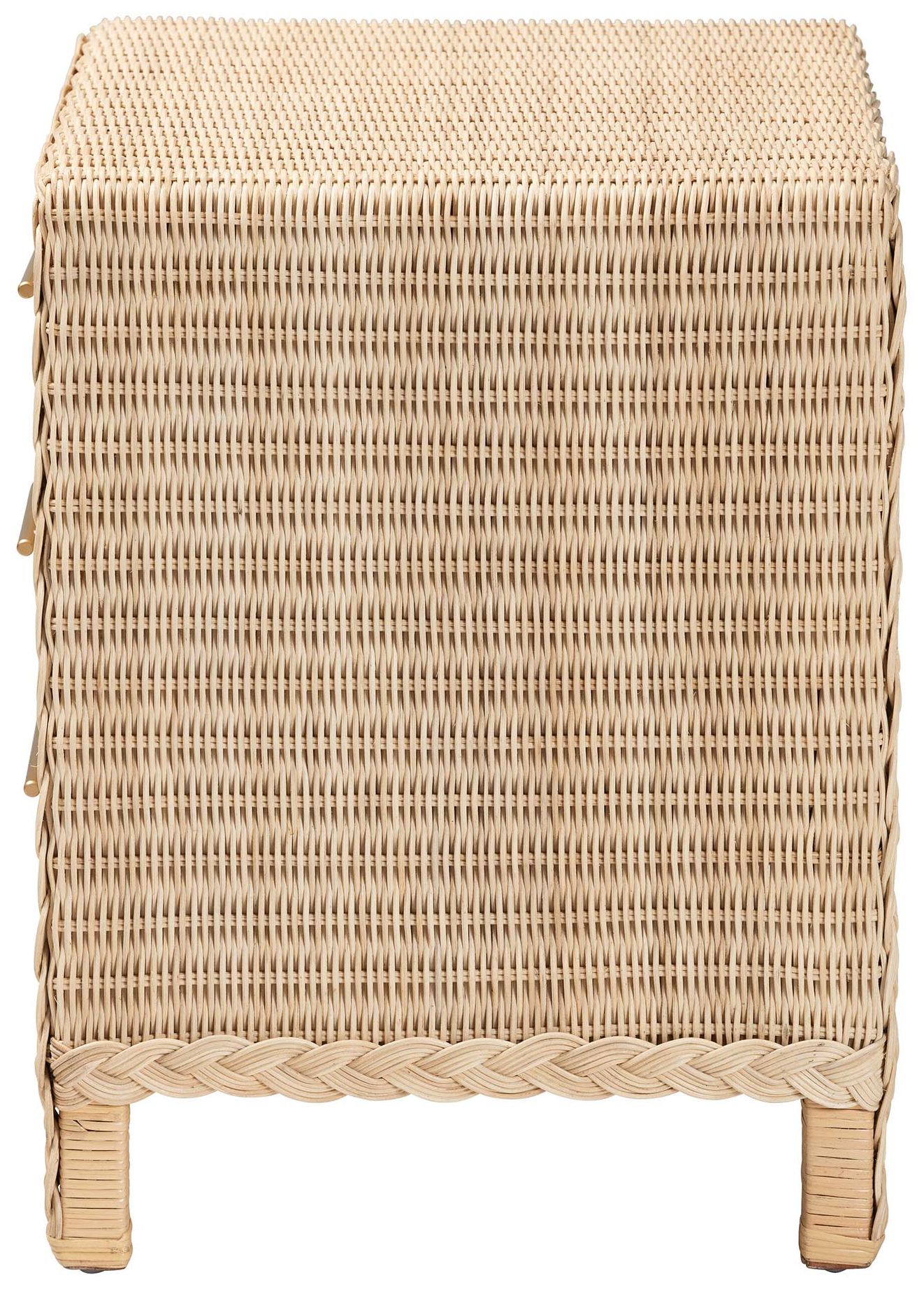 Image 5 bali & pari Lanica Japandi Sun Bleached Rattan 3-Drawer Nightstand more views