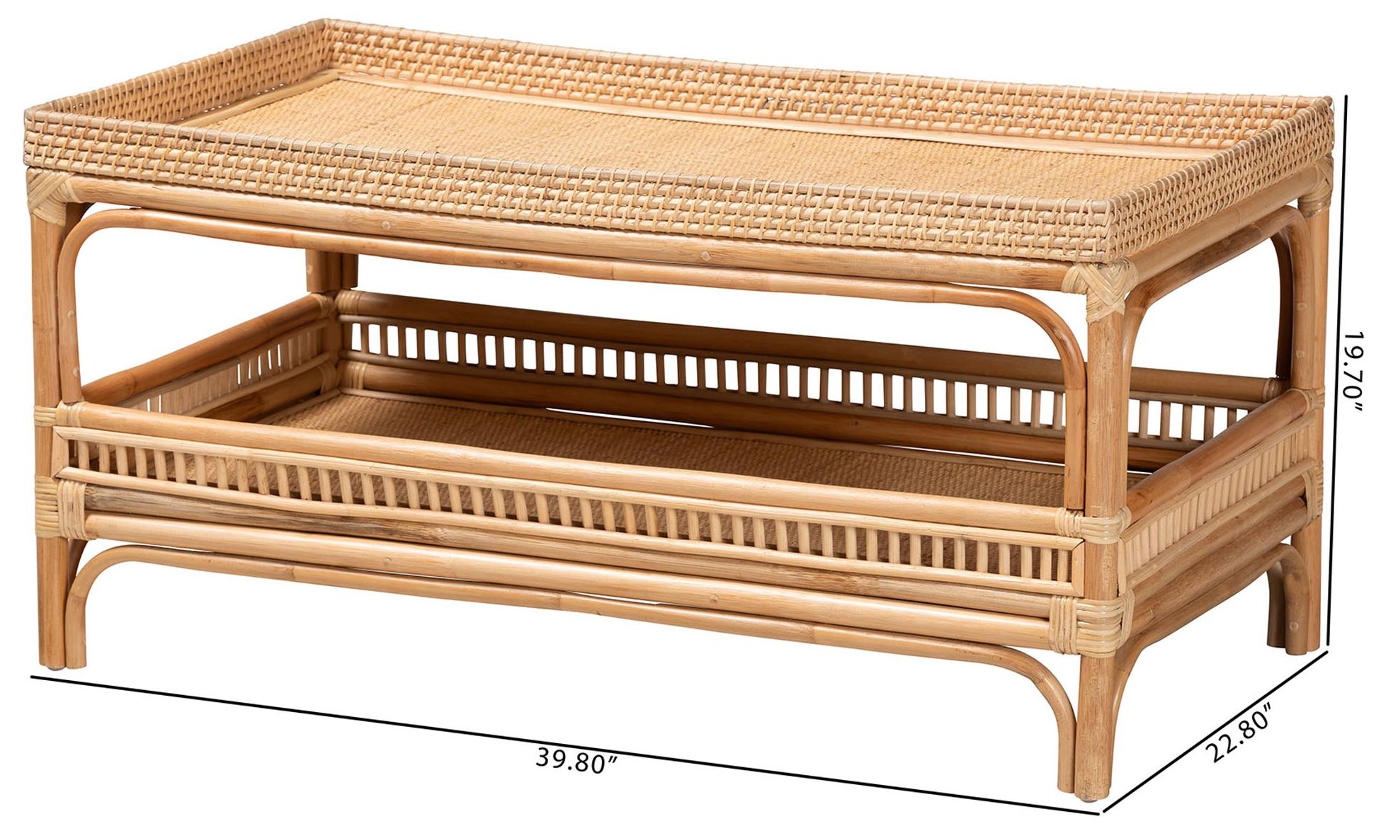 bali & pari Lombok Modern Bohemian Natural Rattan Coffee Table