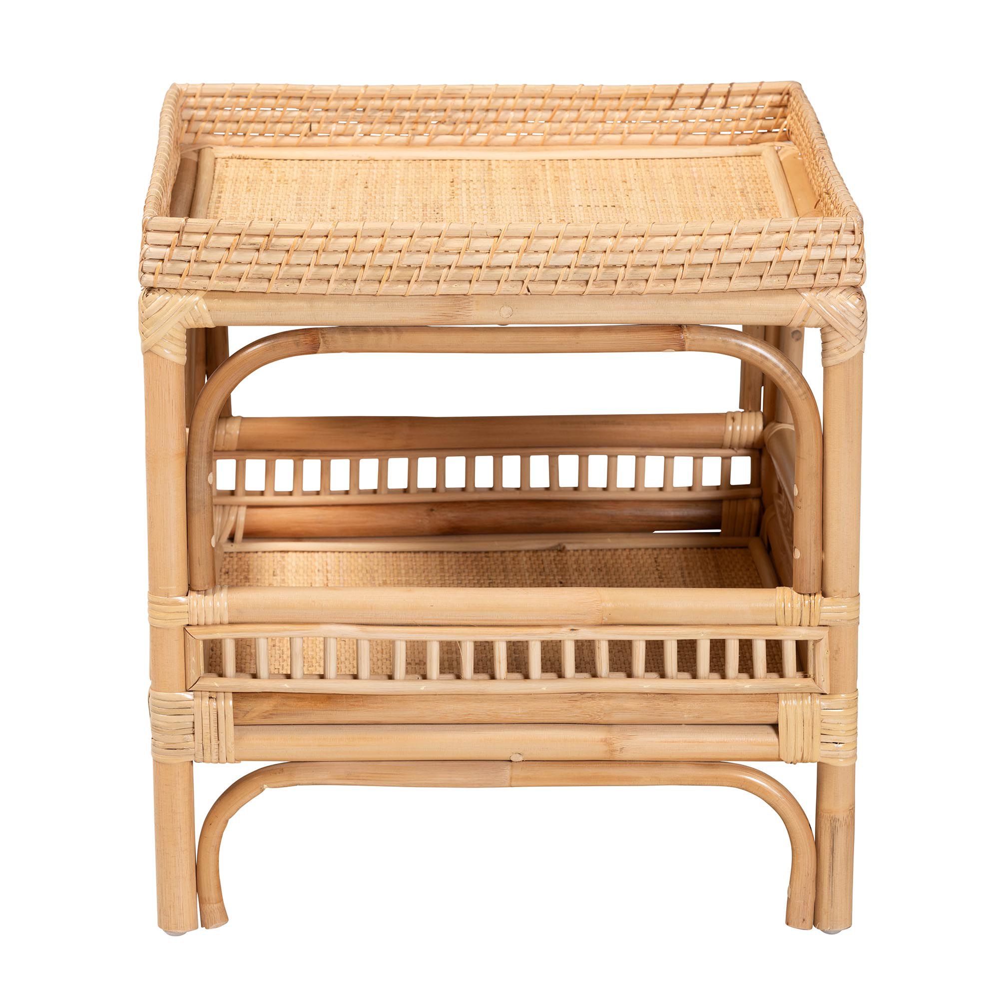 Image 3 bali & pari Lombok Modern Bohemian Natural Rattan End Table more views