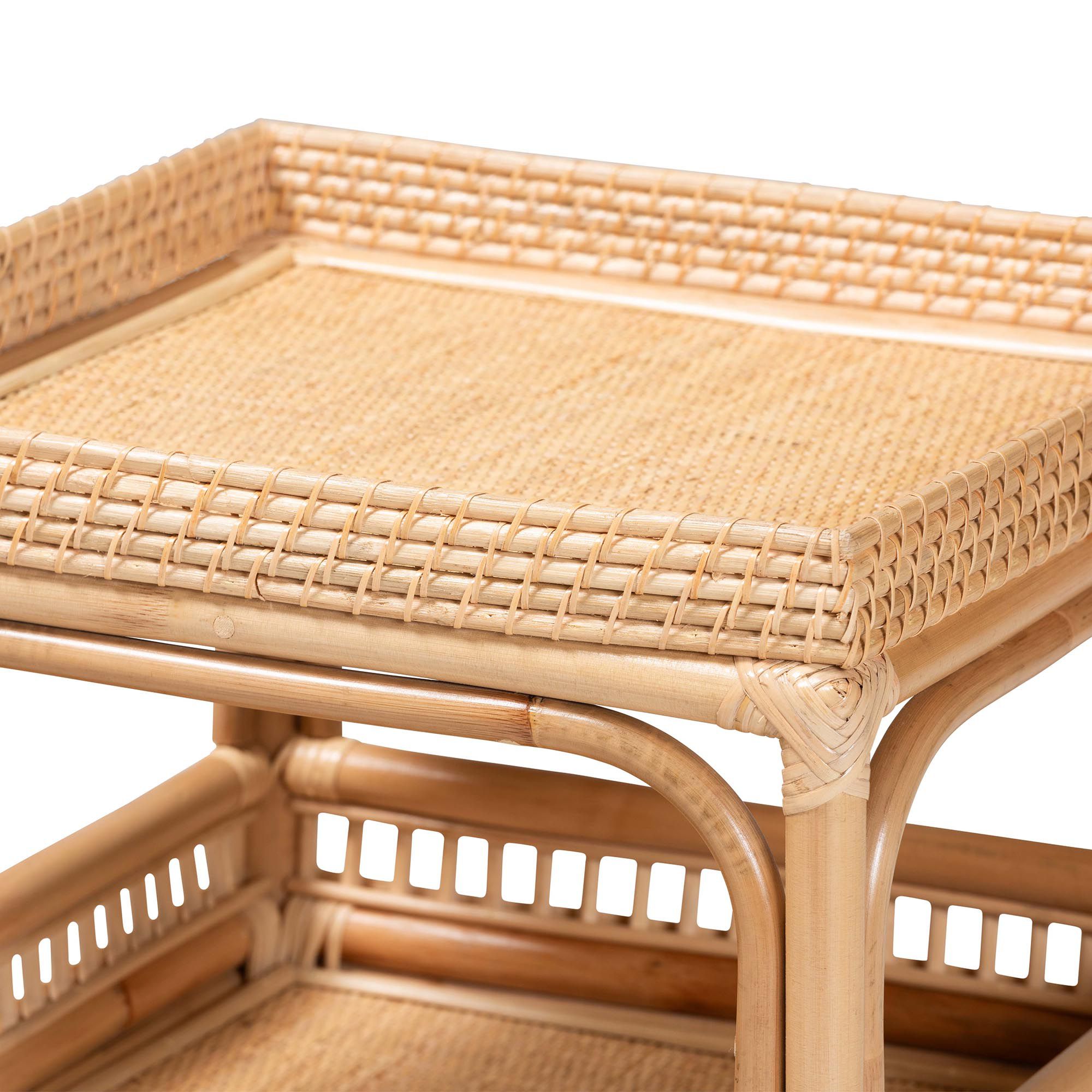 Image 4 bali & pari Lombok Modern Bohemian Natural Rattan End Table more views