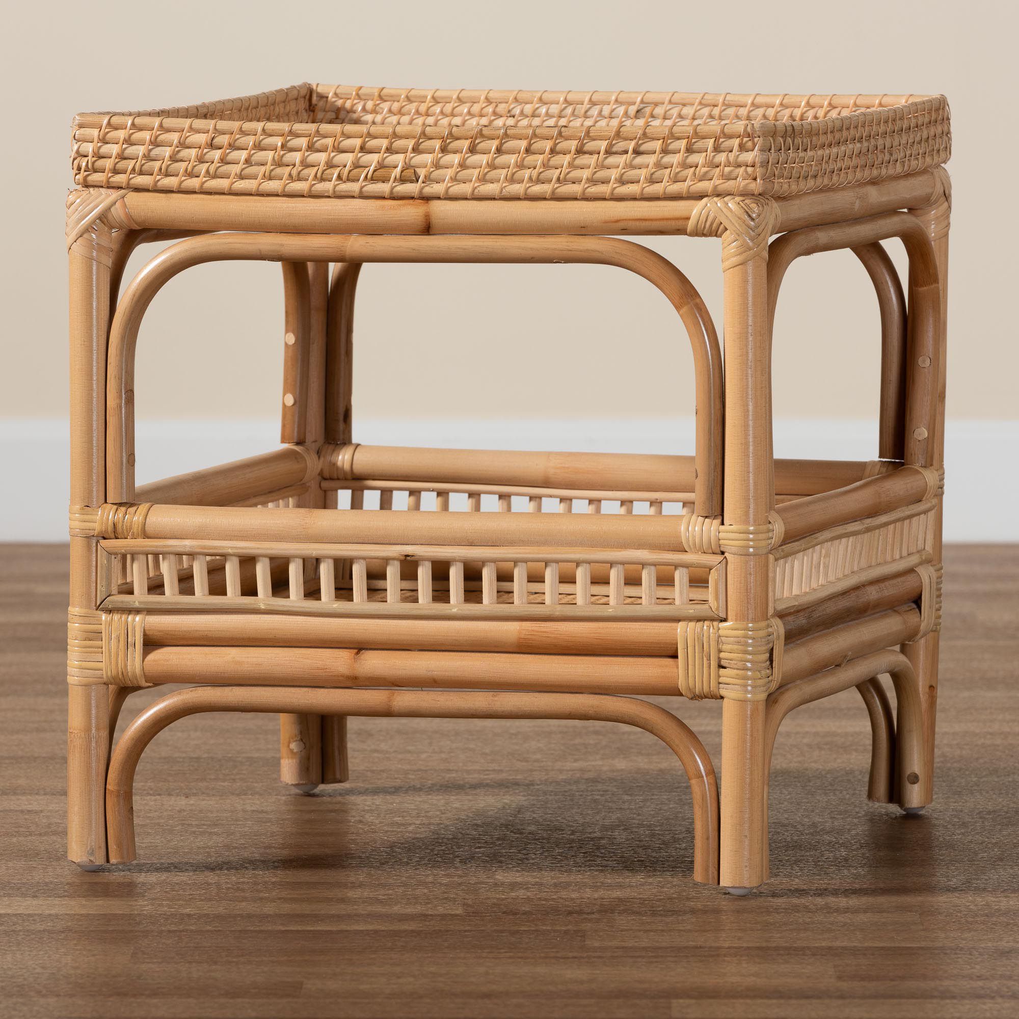 Image 7 bali & pari Lombok Modern Bohemian Natural Rattan End Table more views