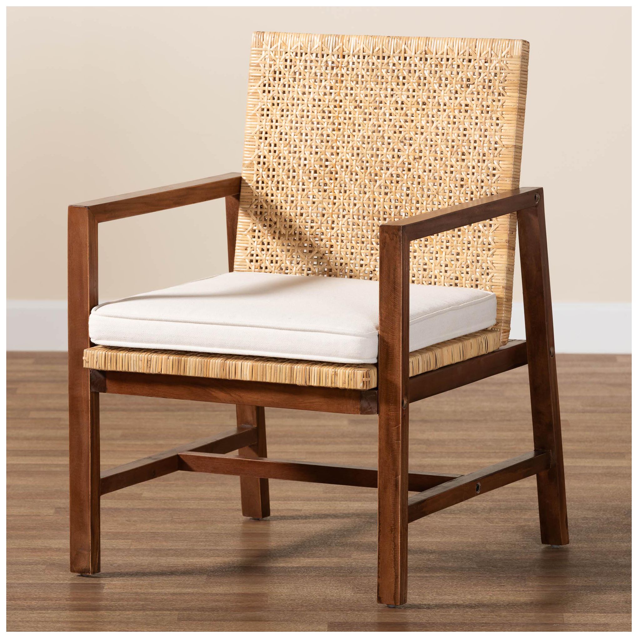 bali & pari Lovina Bohemian Light Honey Rattan and Acacia Wood Arm Chai