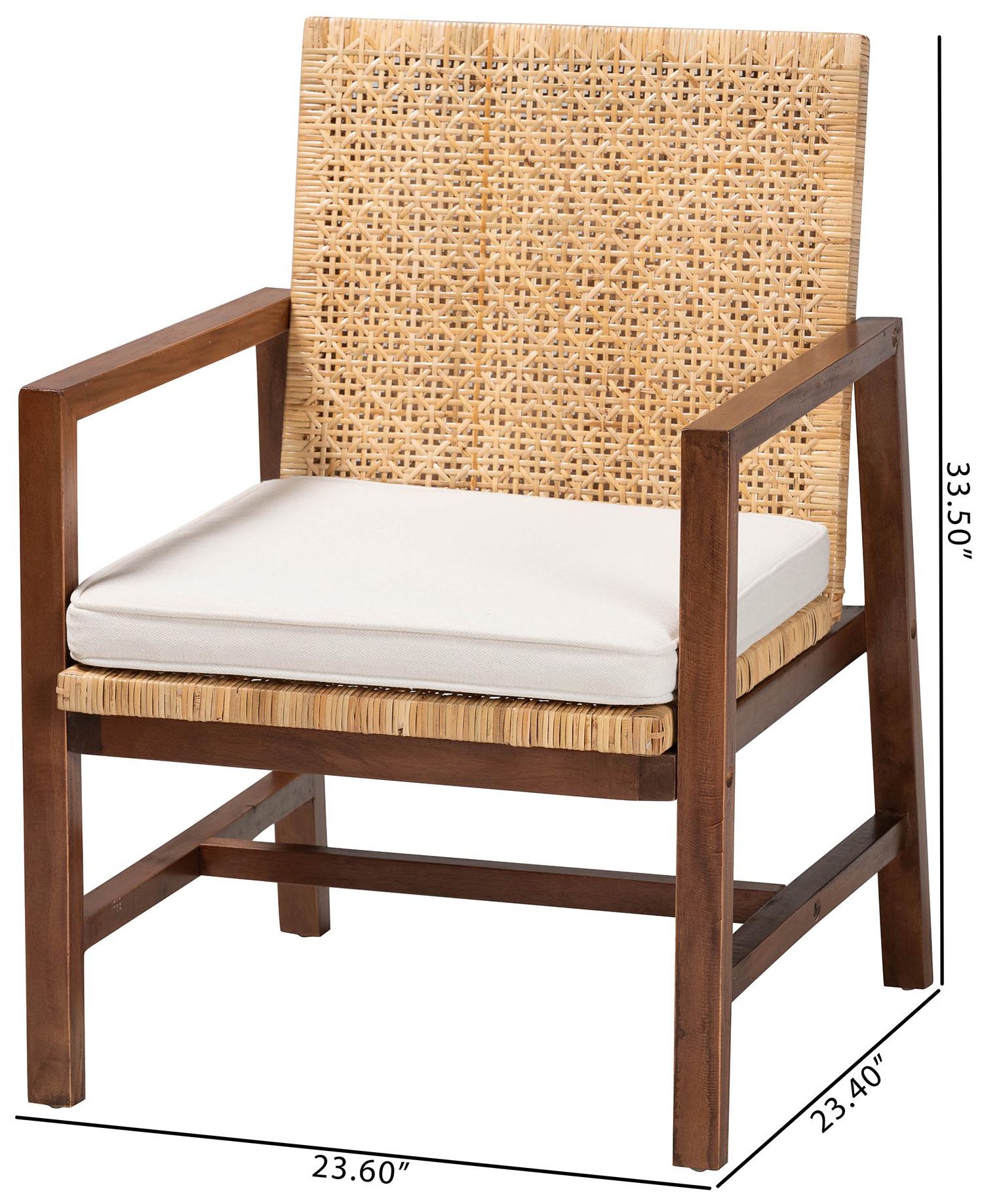 bali & pari Lovina Bohemian Light Honey Rattan and Acacia Wood Arm Chai