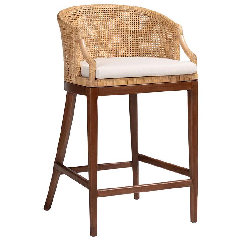 Image 1 bali & pari Lumajang Bohemian Light Honey Rattan and Wood Bar Stool