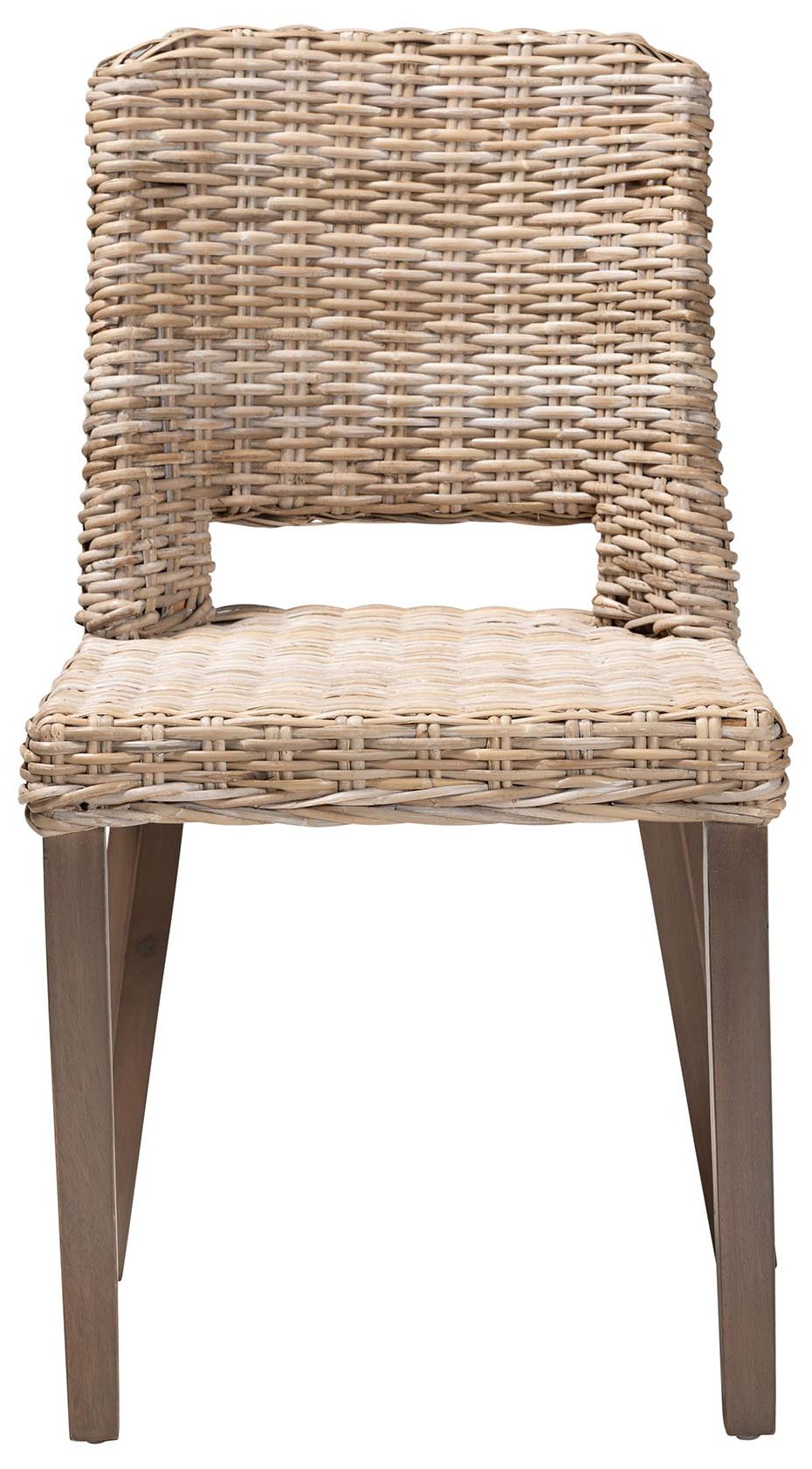 bali &amp; pari Magy Modern Bohemian Grey Rattan Wood Dining Chair