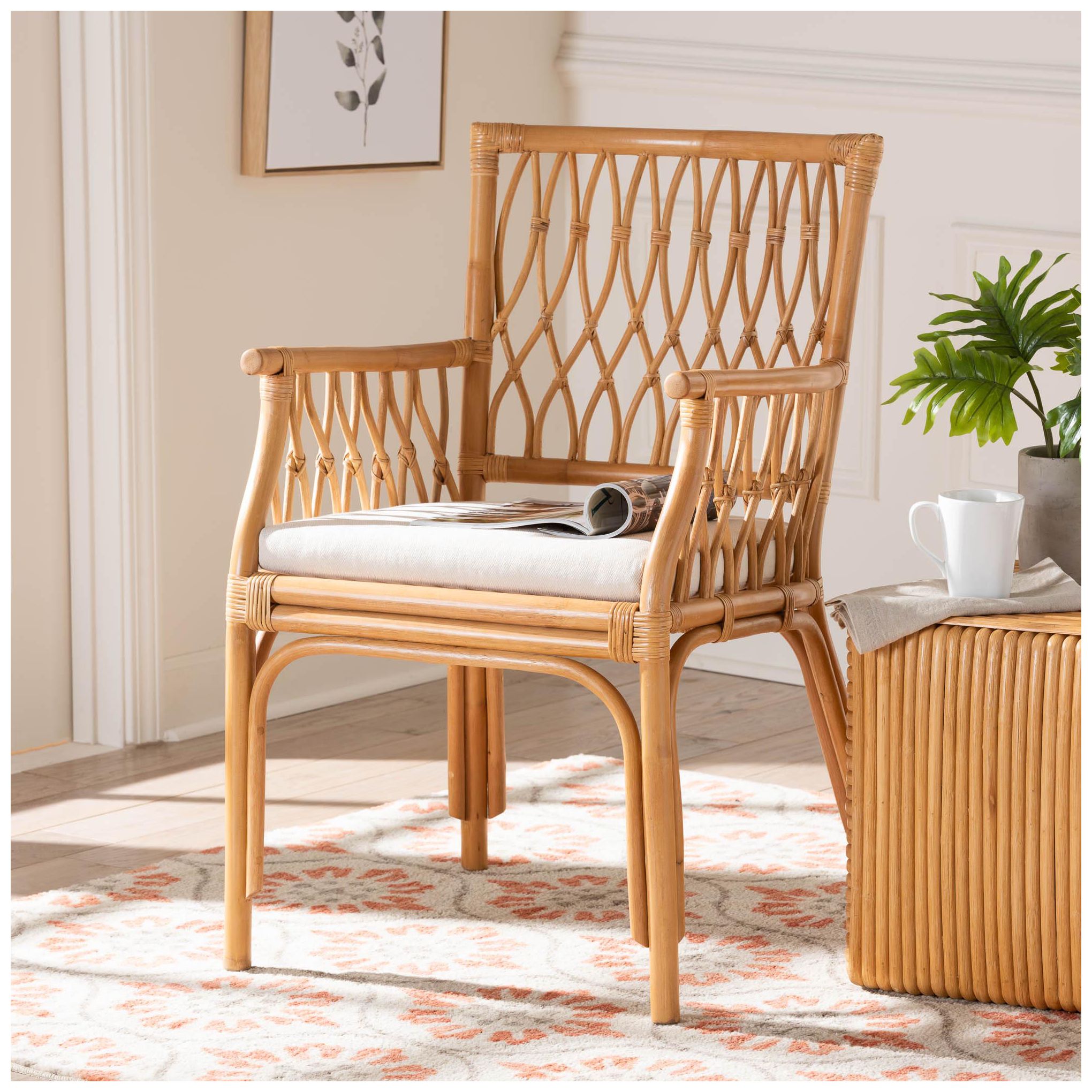 Image 3 bali & pari Maisa Bohemian Light Honey Rattan Arm Chair more views