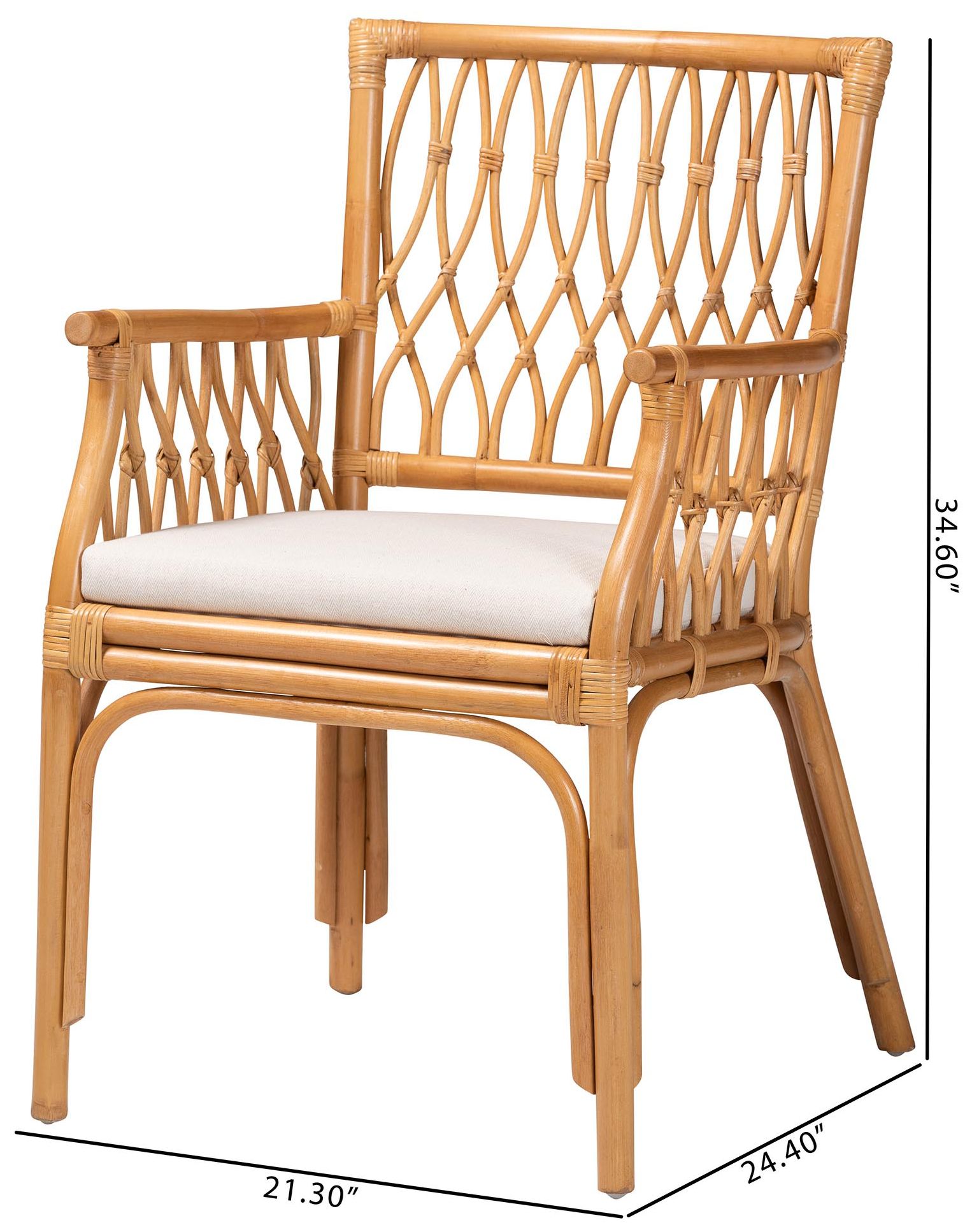 bali & pari Maisa Bohemian Light Honey Rattan Arm Chair
