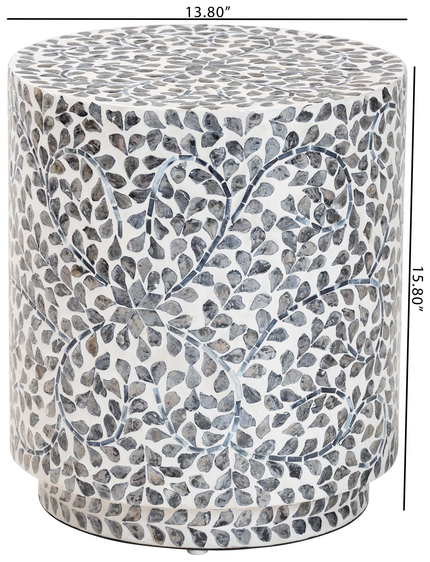 Image 7 bali & pari Marilla Black and White Mother of Pearl Ottoman Footstool more views