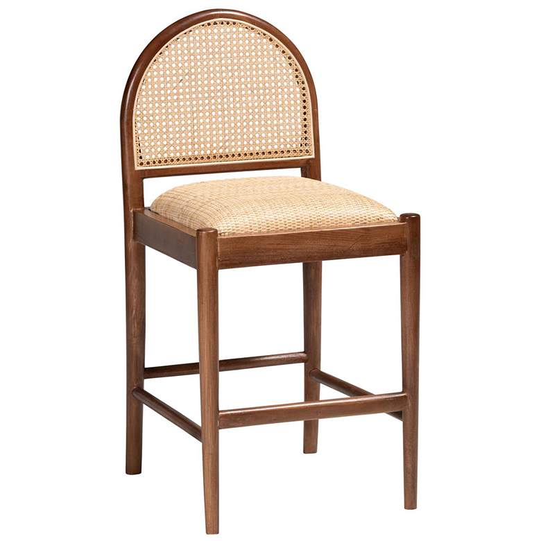 Image 1 bali & pari Maryland Modern Natural Rattan and Acacia Wood Counter Stoo
