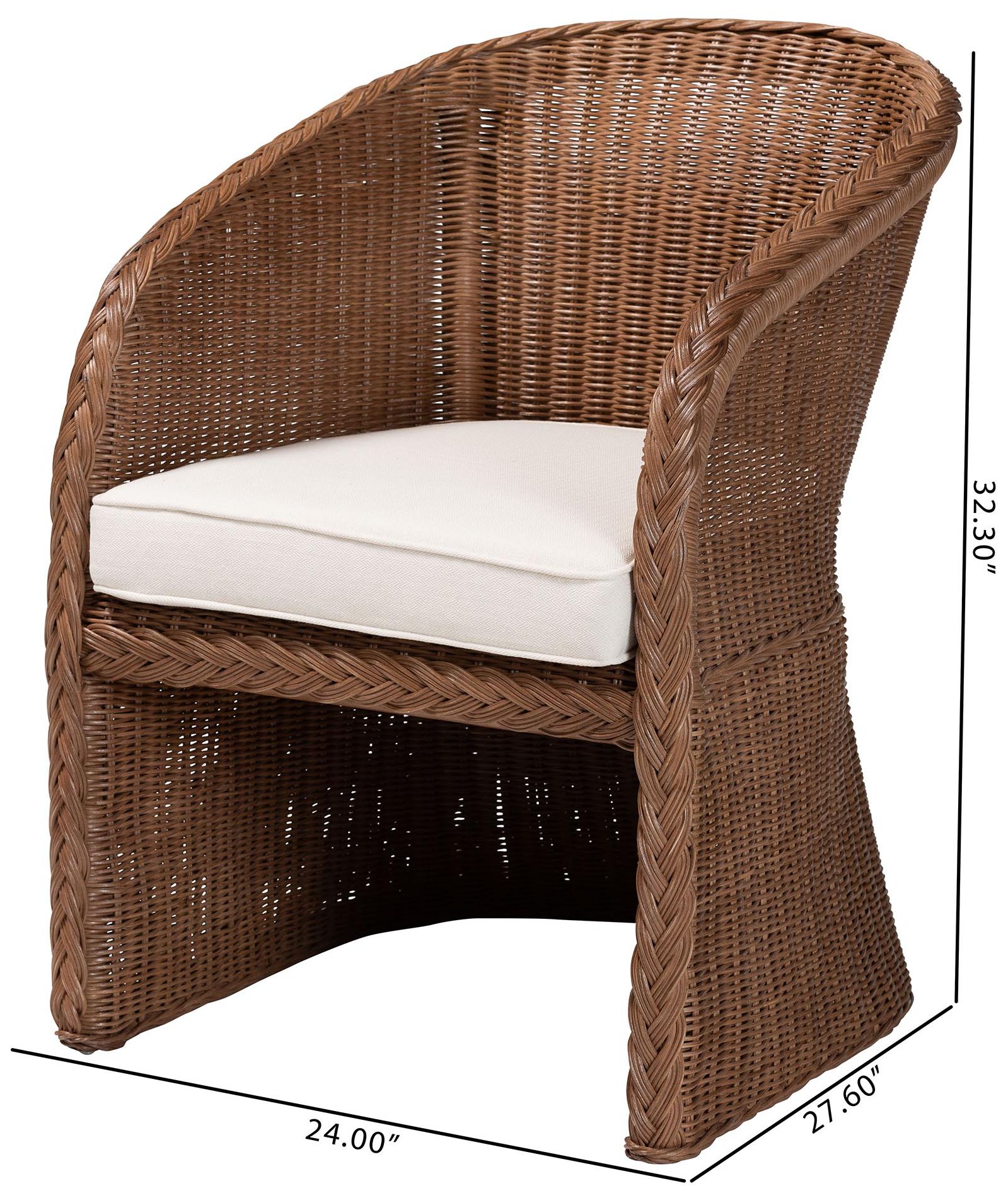 bali & pari Memphis Bohemian Peanut Brown Braided Rattan Arm Chair