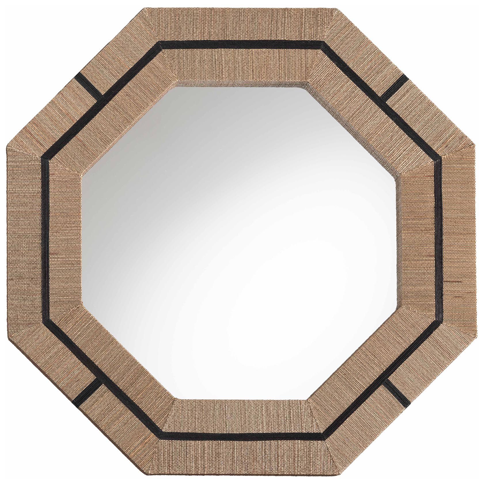 Thumbnail3 of bali & pari Mirai Bohemian Woven Grasscloth Octagon Accent Mirror more views