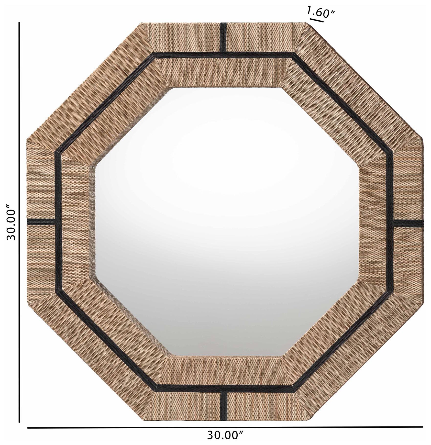 bali & pari Mirai Bohemian Woven Grasscloth Octagon Accent Mirror