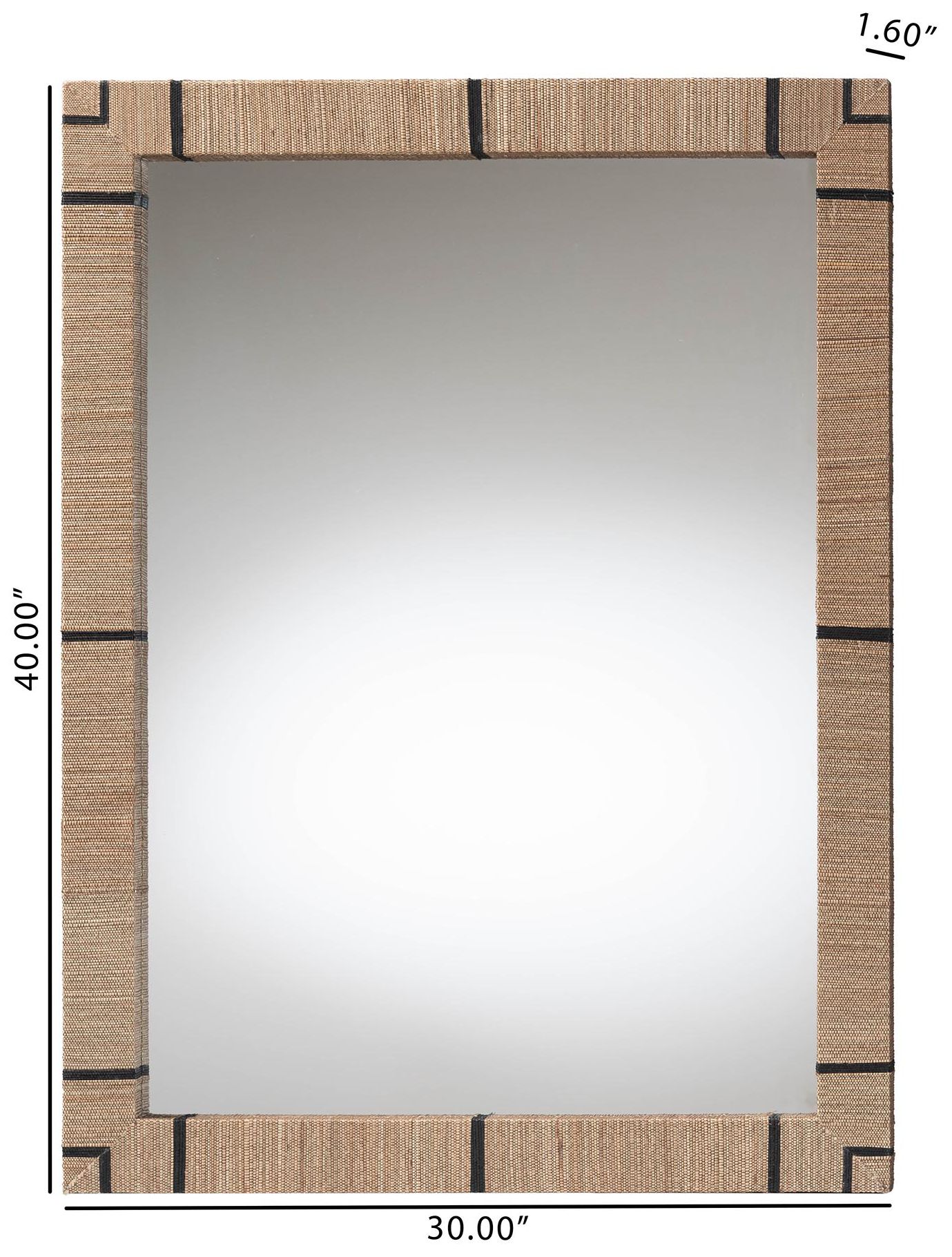 Image 5 bali & pari Mirai Bohemian Woven Grasscloth Rectangle Accent Mirror more views
