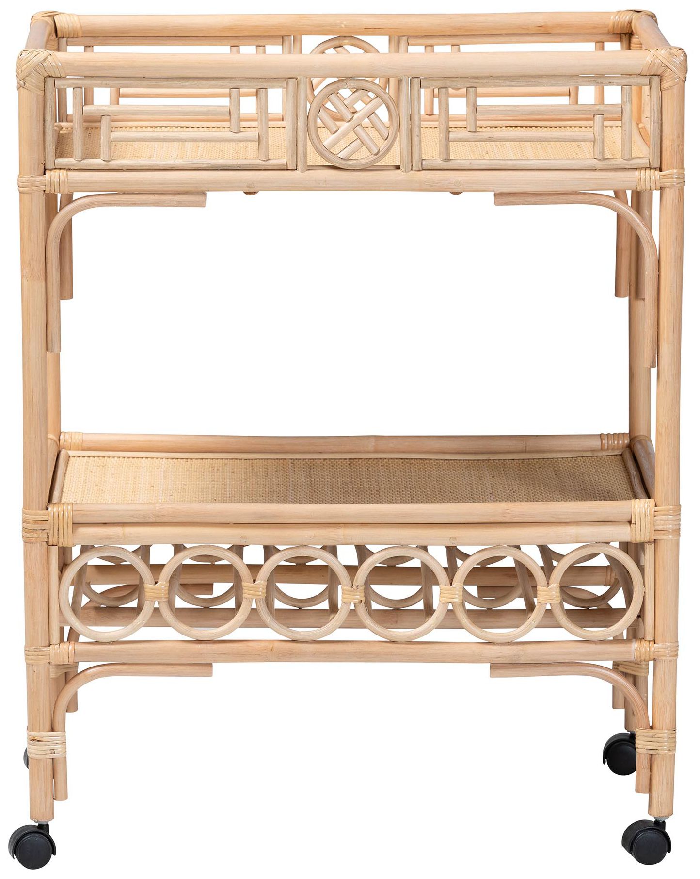 Image 4 bali & pari Molina Natural Rattan Wine Cart -Trolley with Bottle Holder more views