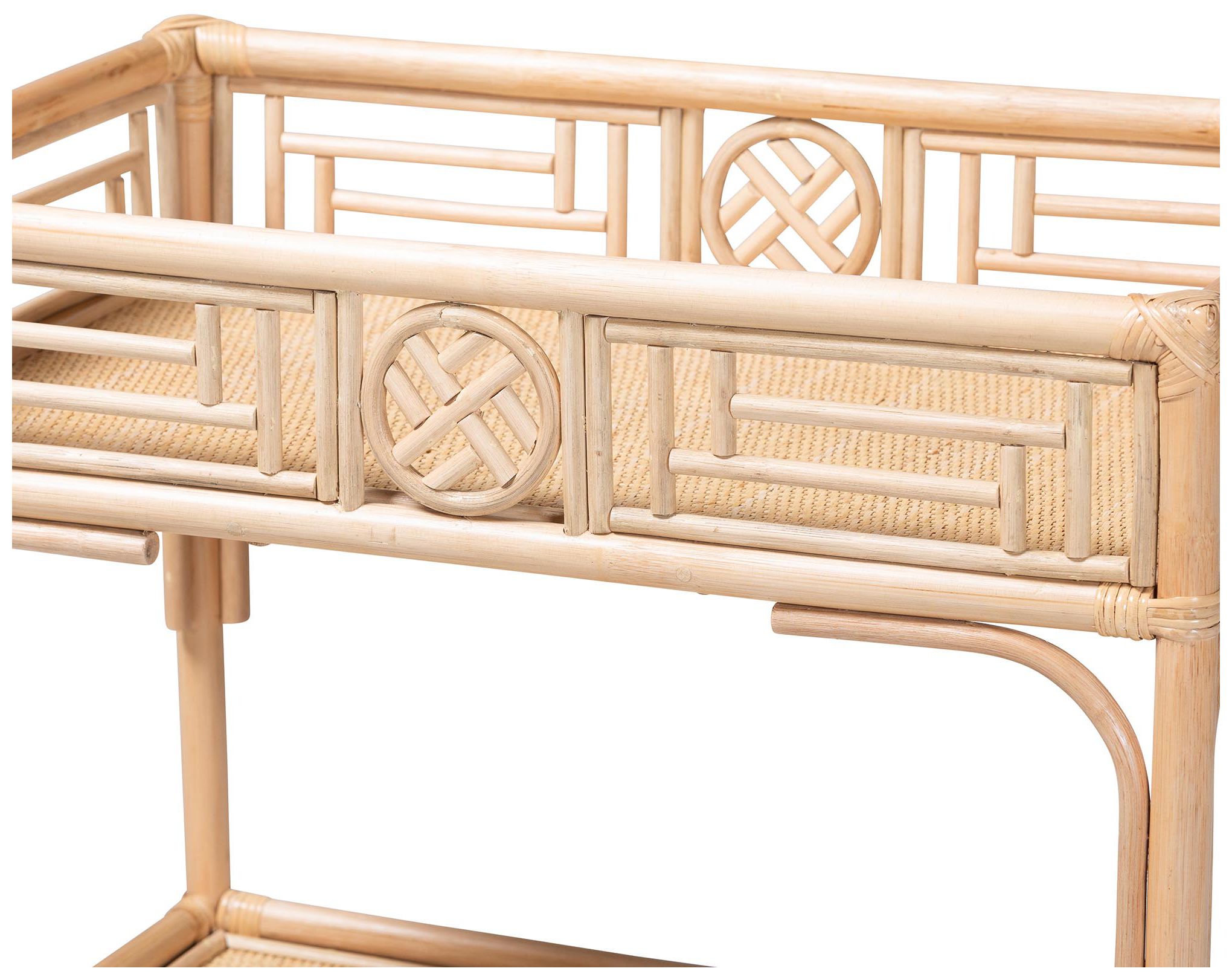 Image 6 bali & pari Molina Natural Rattan Wine Cart -Trolley with Bottle Holder more views