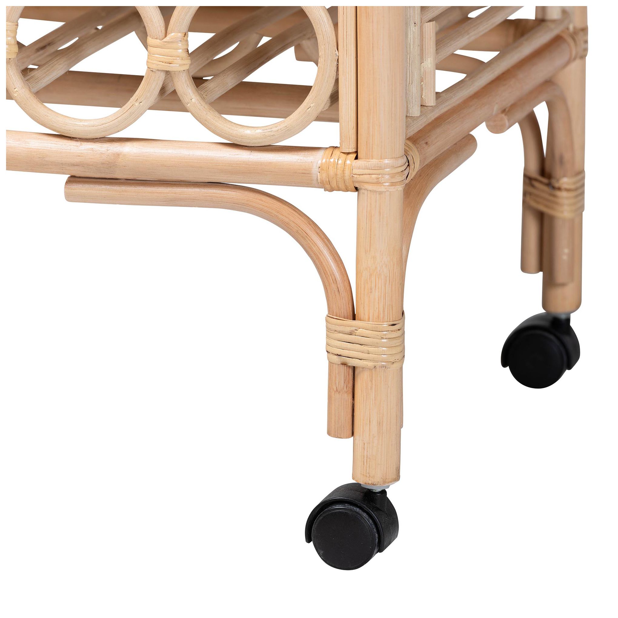 Image 7 bali & pari Molina Natural Rattan Wine Cart -Trolley with Bottle Holder more views