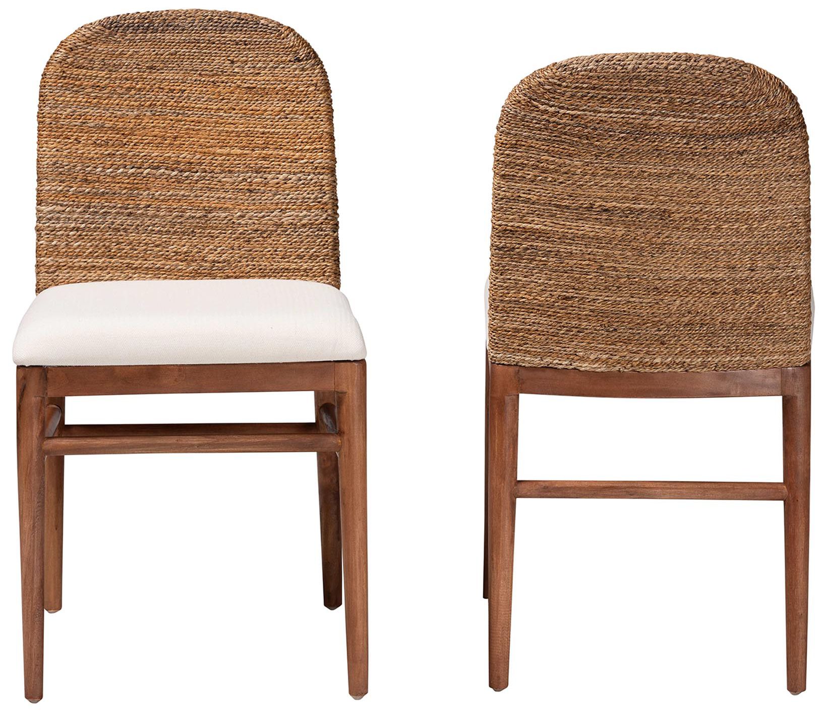 Image 3 bali & pari Nadim Natural Seagrass and Acacia Wood 2-Piece Dining Chair more views