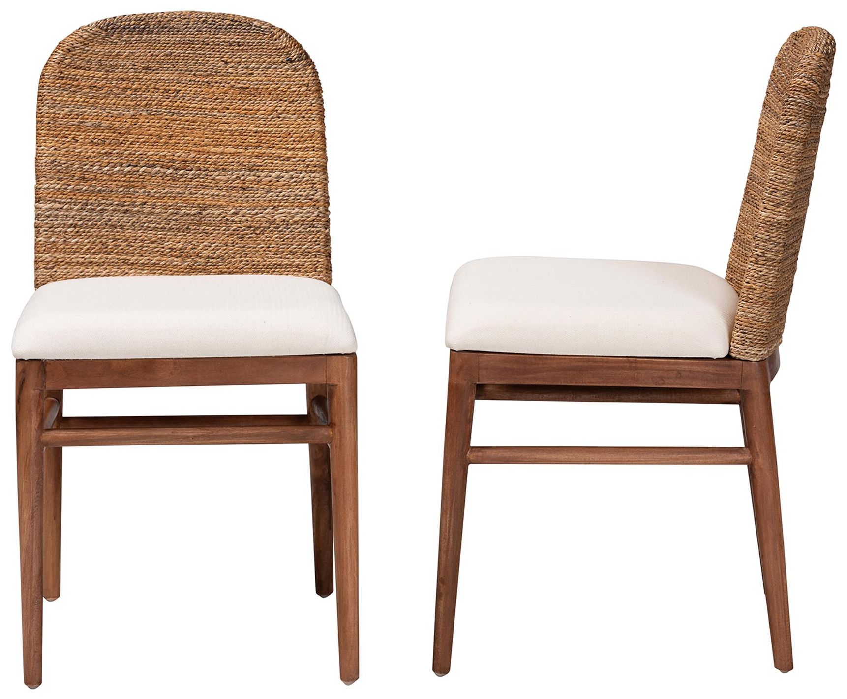 Image 4 bali & pari Nadim Natural Seagrass and Acacia Wood 2-Piece Dining Chair more views