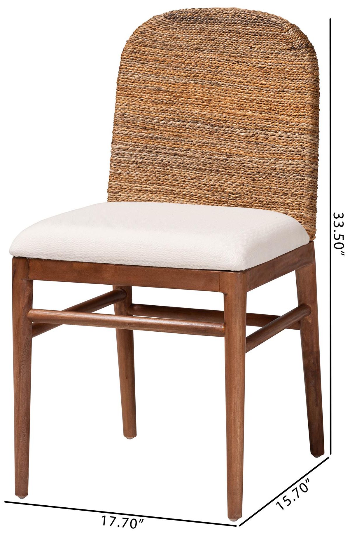 bali &amp; pari Nadim Natural Seagrass and Acacia Wood 2-Piece Dining Chair