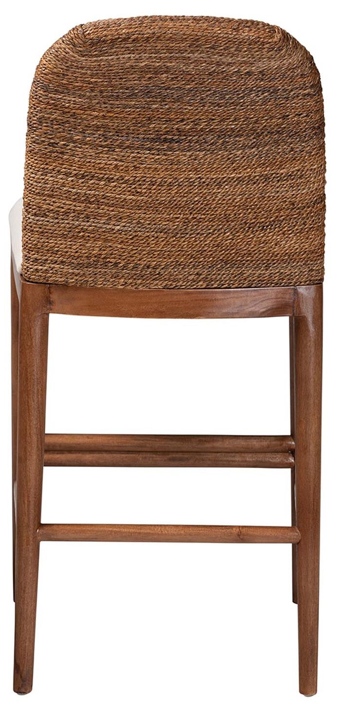 bali &amp; pari Nadim Seagrass and Acacia Wood Counter Stool
