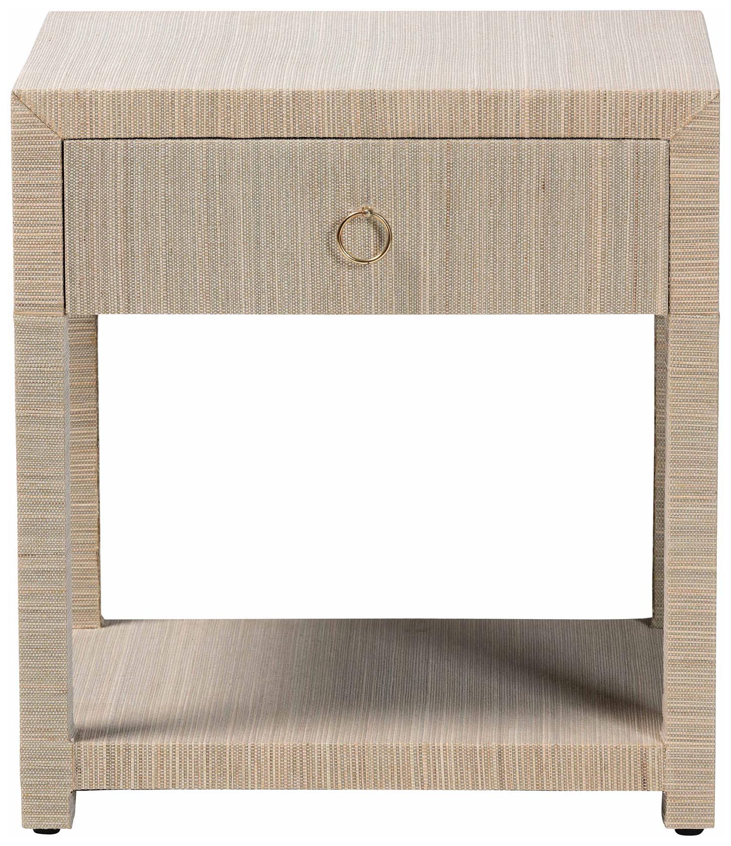 Image 4 bali & pari Nata Bohemian Woven Natural Grasscloth 1-Drawer Nightstand more views