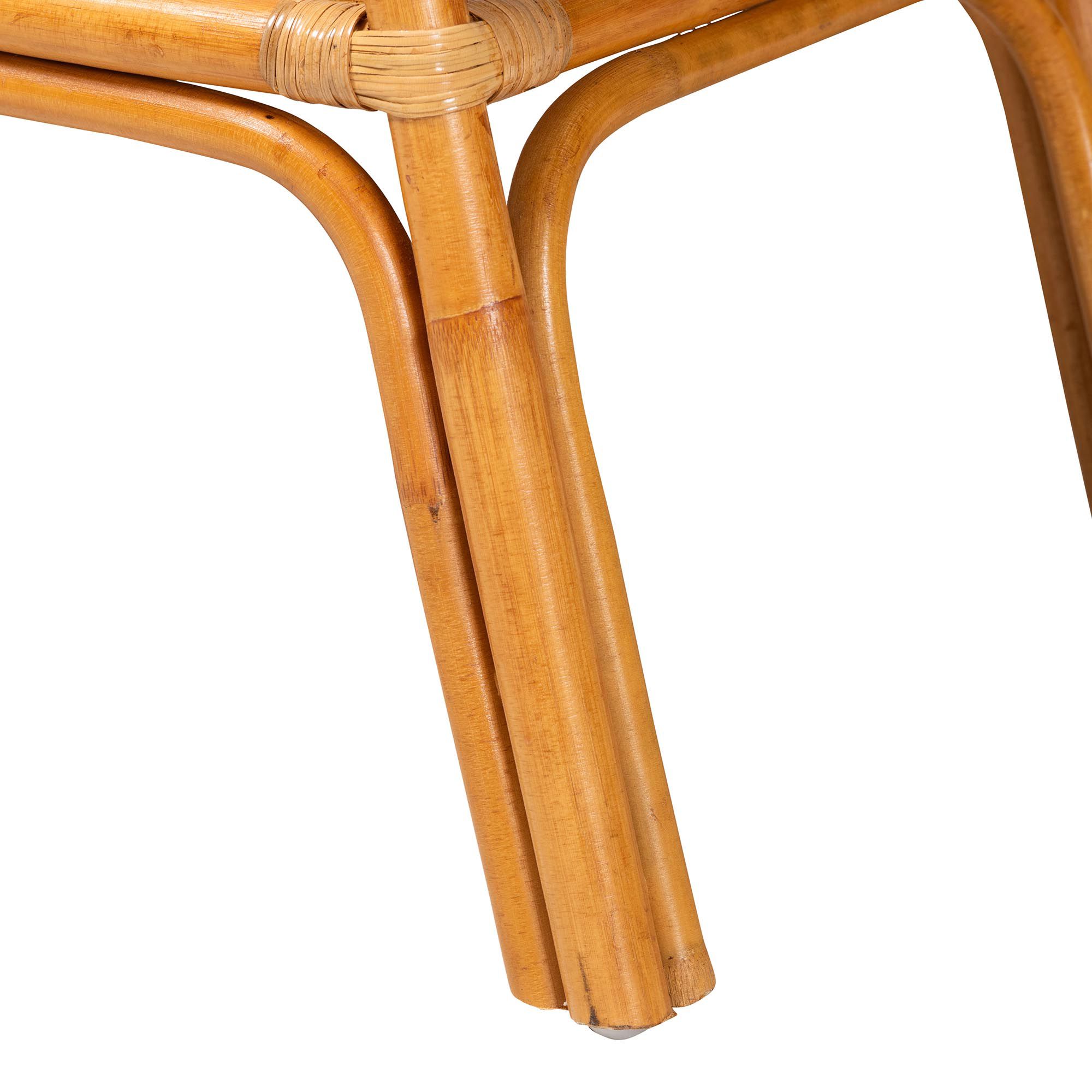 Image 7 bali & pari Nayana Modern Bohemian Natural Rattan 2 Tier Console Table more views