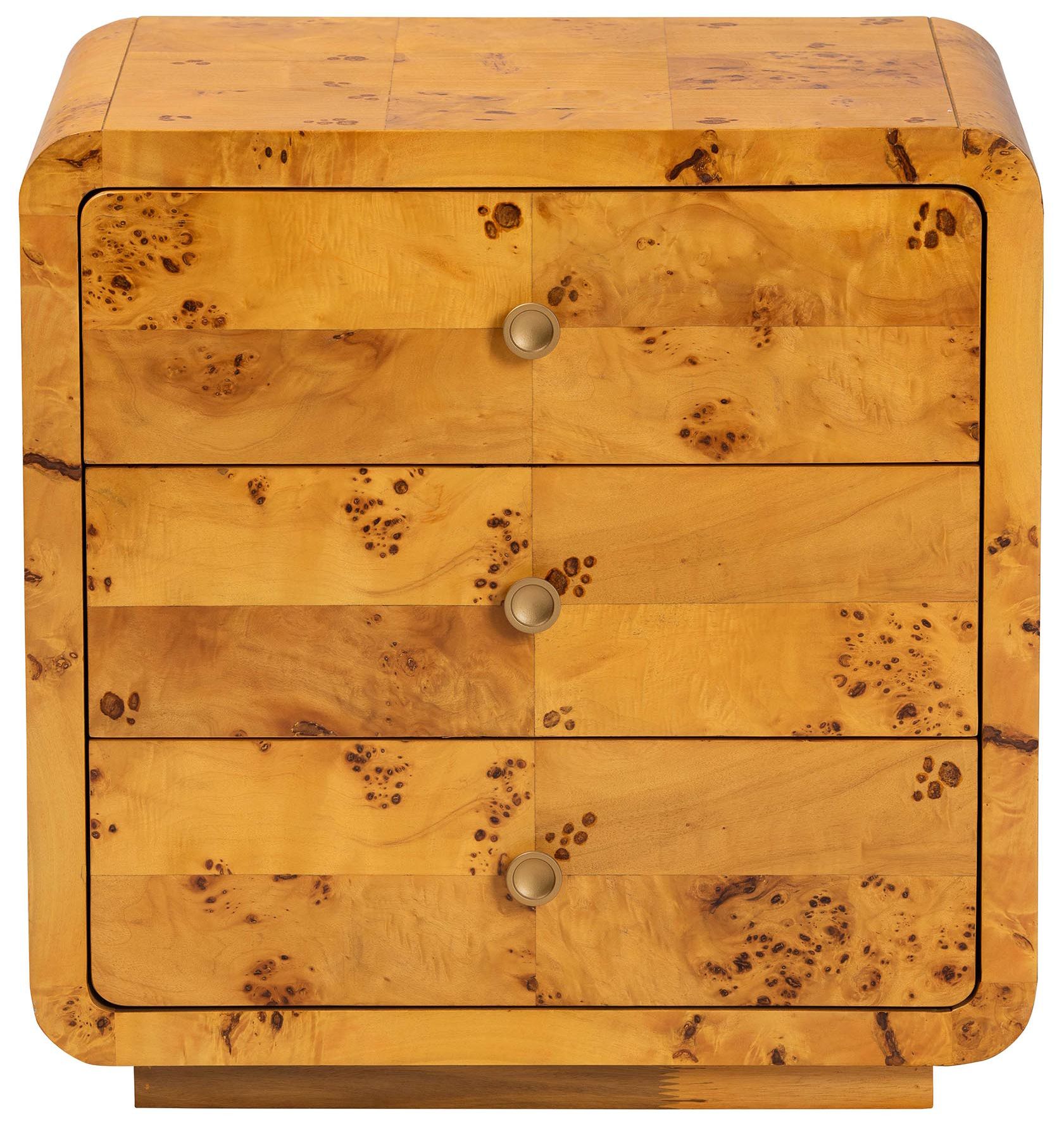 Image 4 bali & pari Netra Modern Natural Real Burl Wood 3-Drawer Nightstand more views