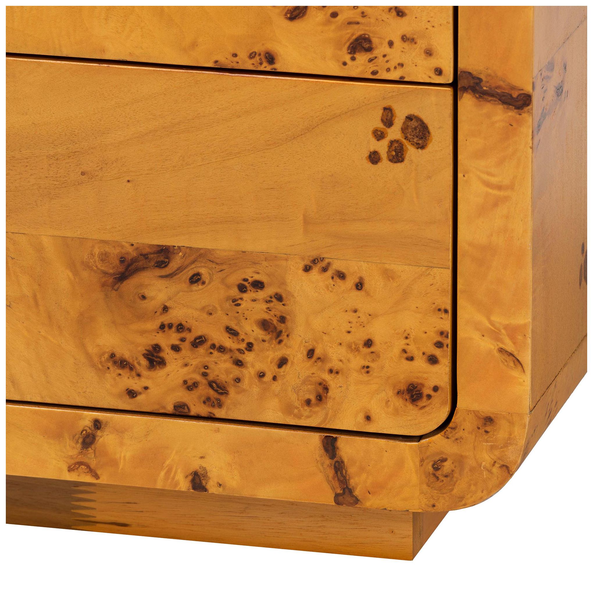 bali & pari Netra Modern Natural Real Burl Wood 3-Drawer Nightstand