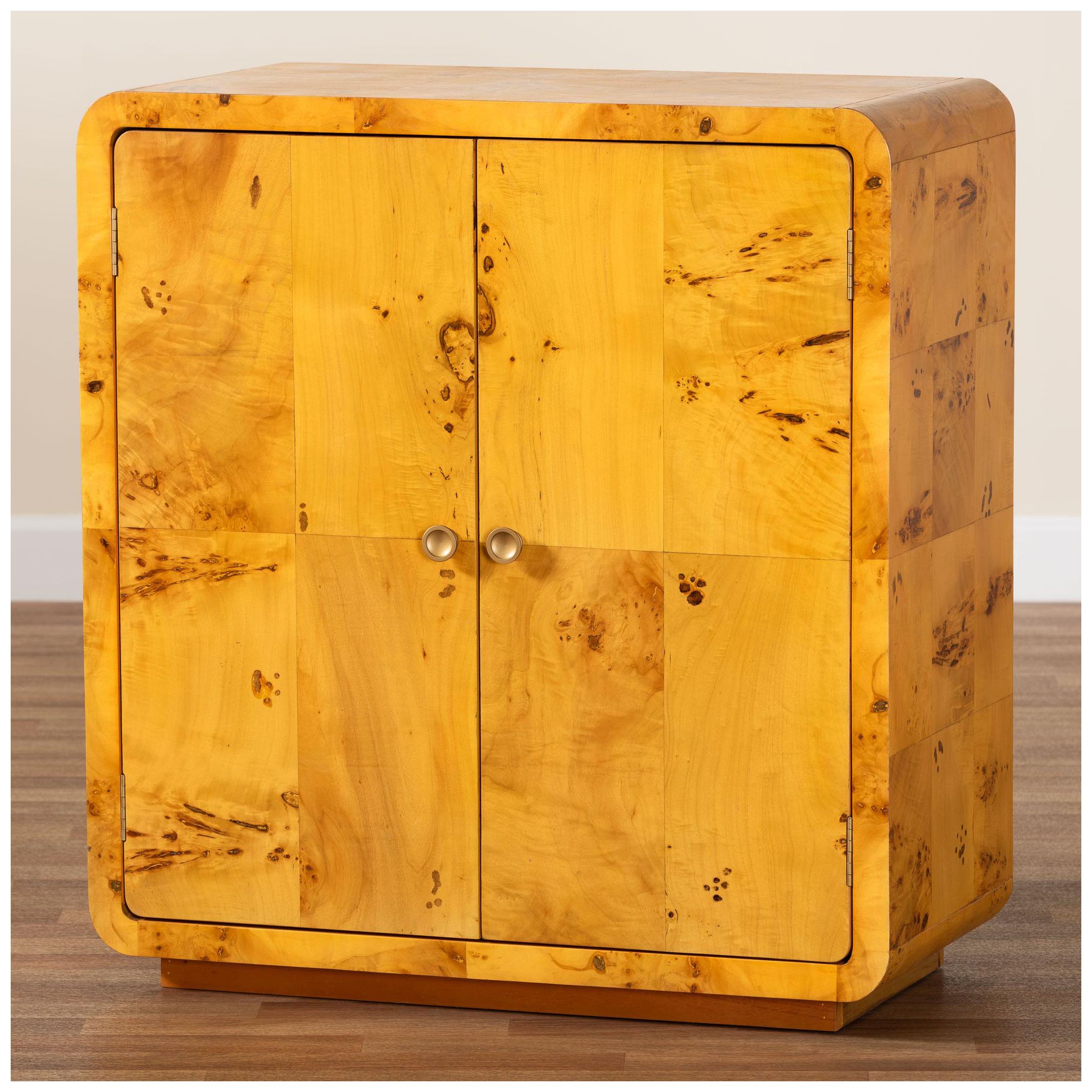 bali &amp; pari Netra Modern Natural Real Burl Wood Storage Cabinet