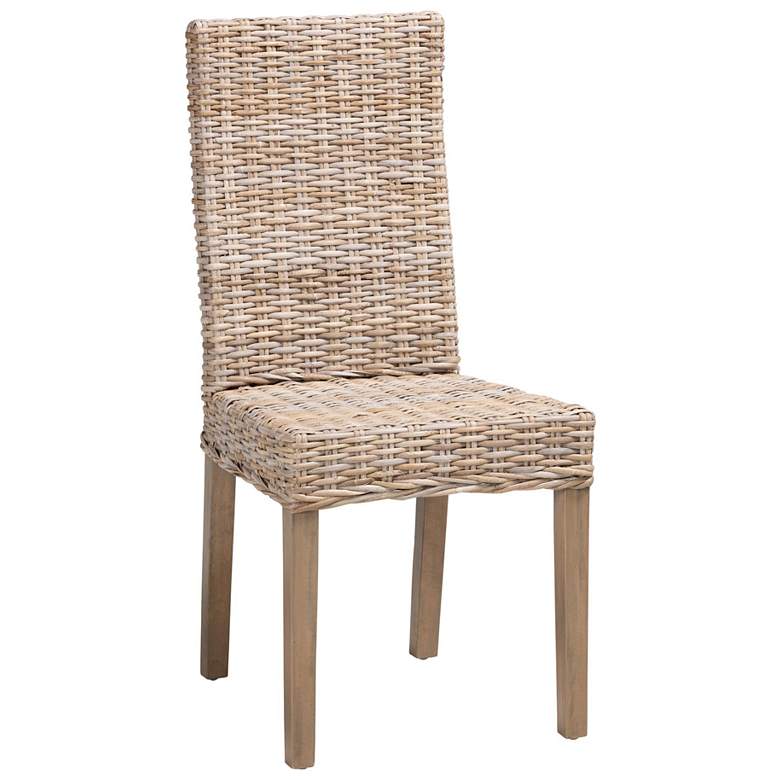 Image 1 bali & pari Nevina Bohemian Grey Kubu Rattan and Mango Wood Dining Chai