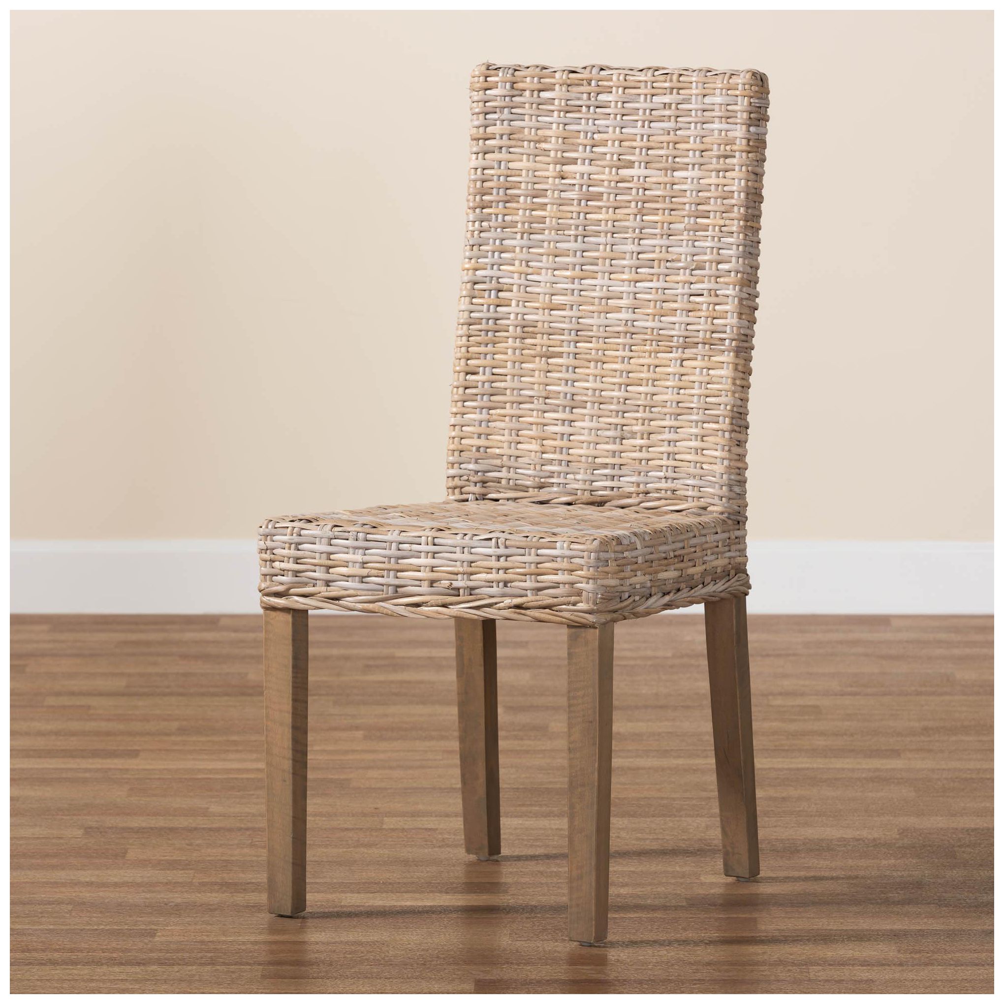 bali & pari Nevina Bohemian Grey Kubu Rattan and Mango Wood Dining Chai