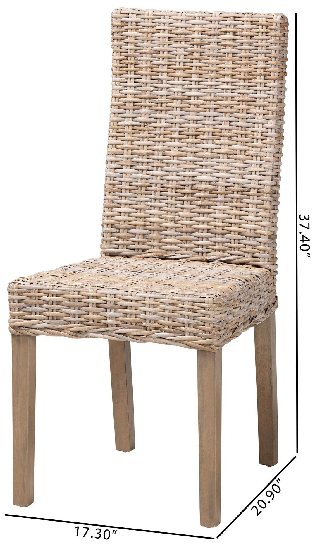 bali & pari Nevina Bohemian Grey Kubu Rattan and Mango Wood Dining Chai