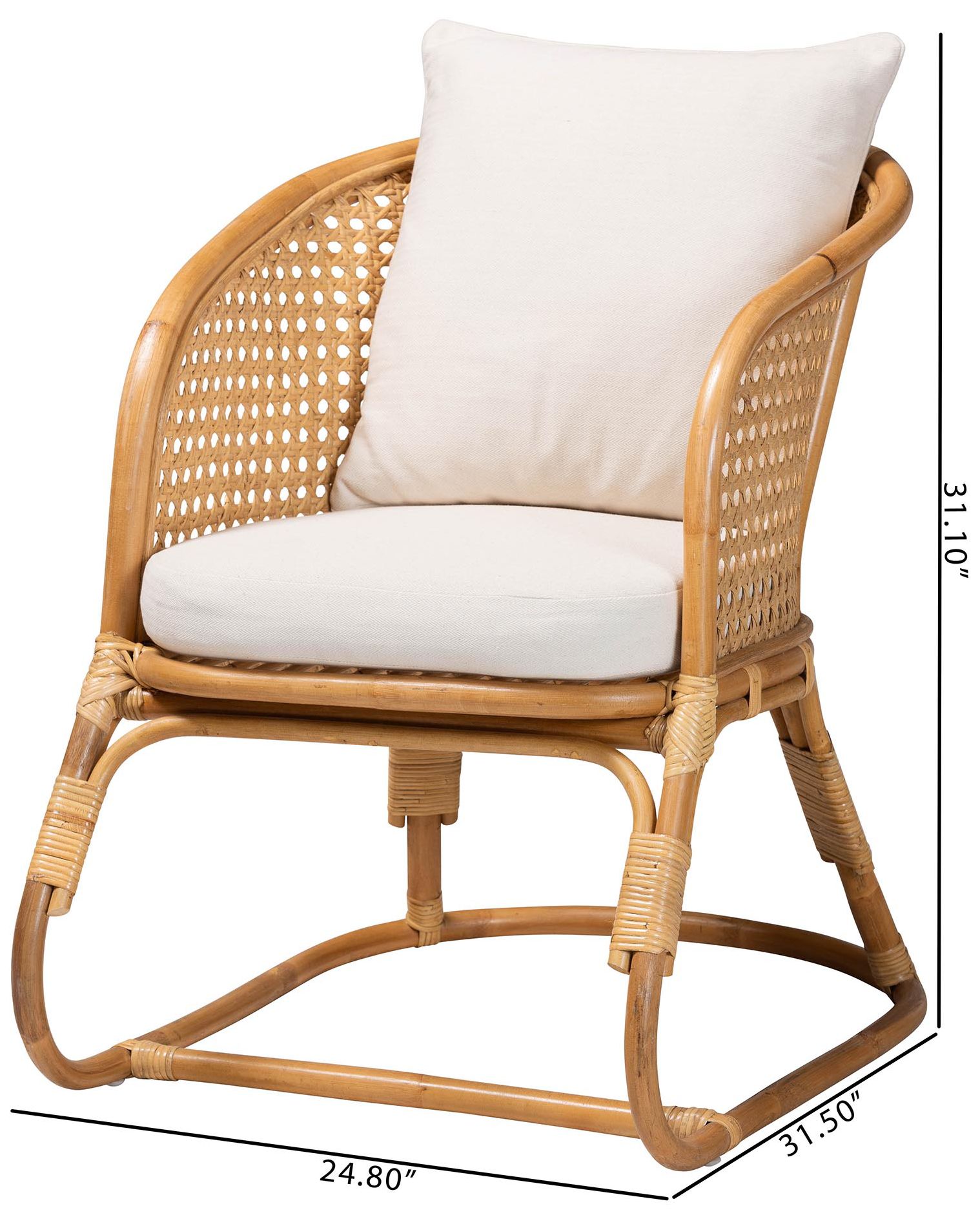 bali & pari Niko Bohemian Light Honey Rattan Arm Chair