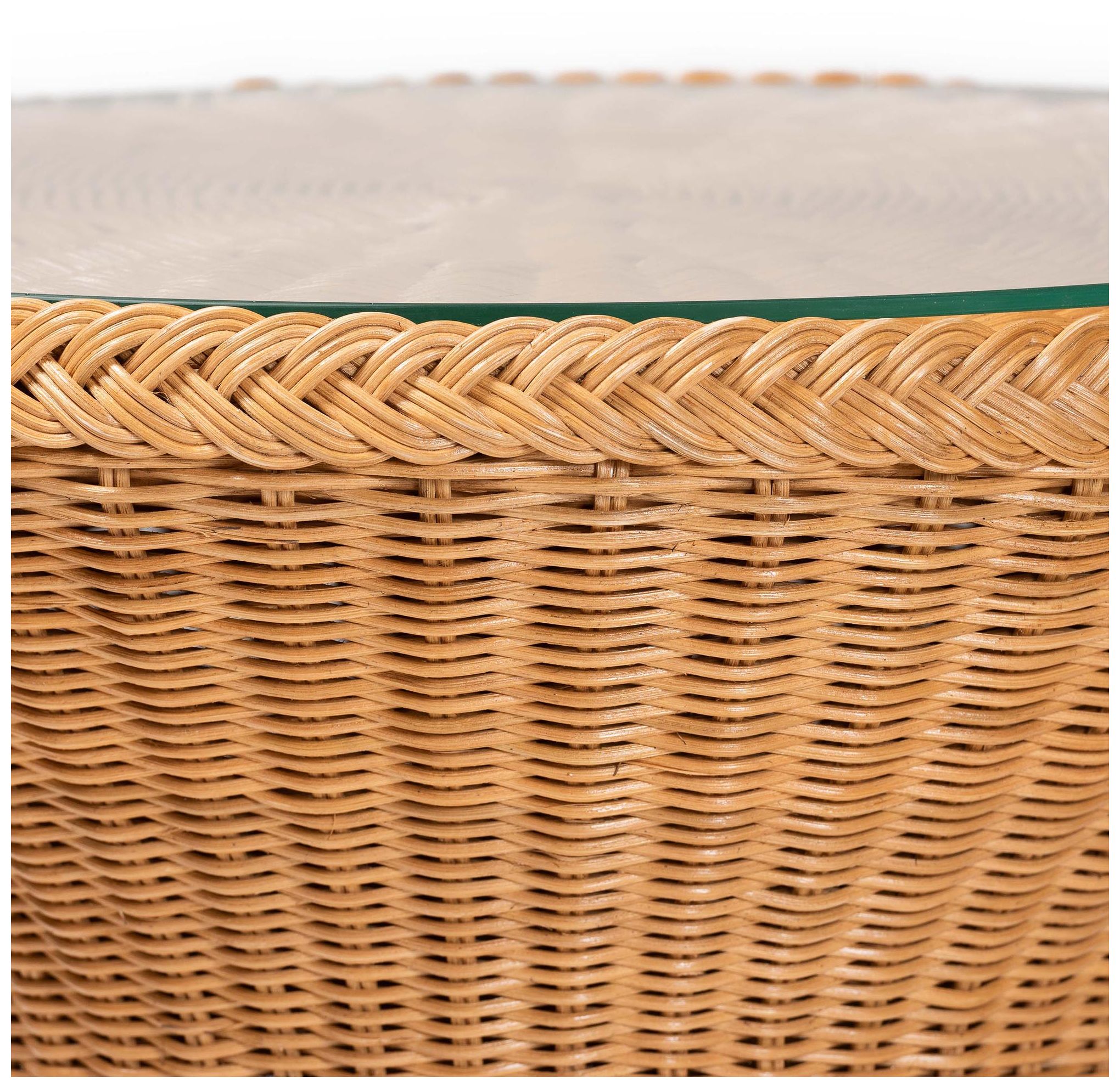 Image 2 bali & pari Nina Light Honey Braided Rattan End Table with Glass Tablet more views