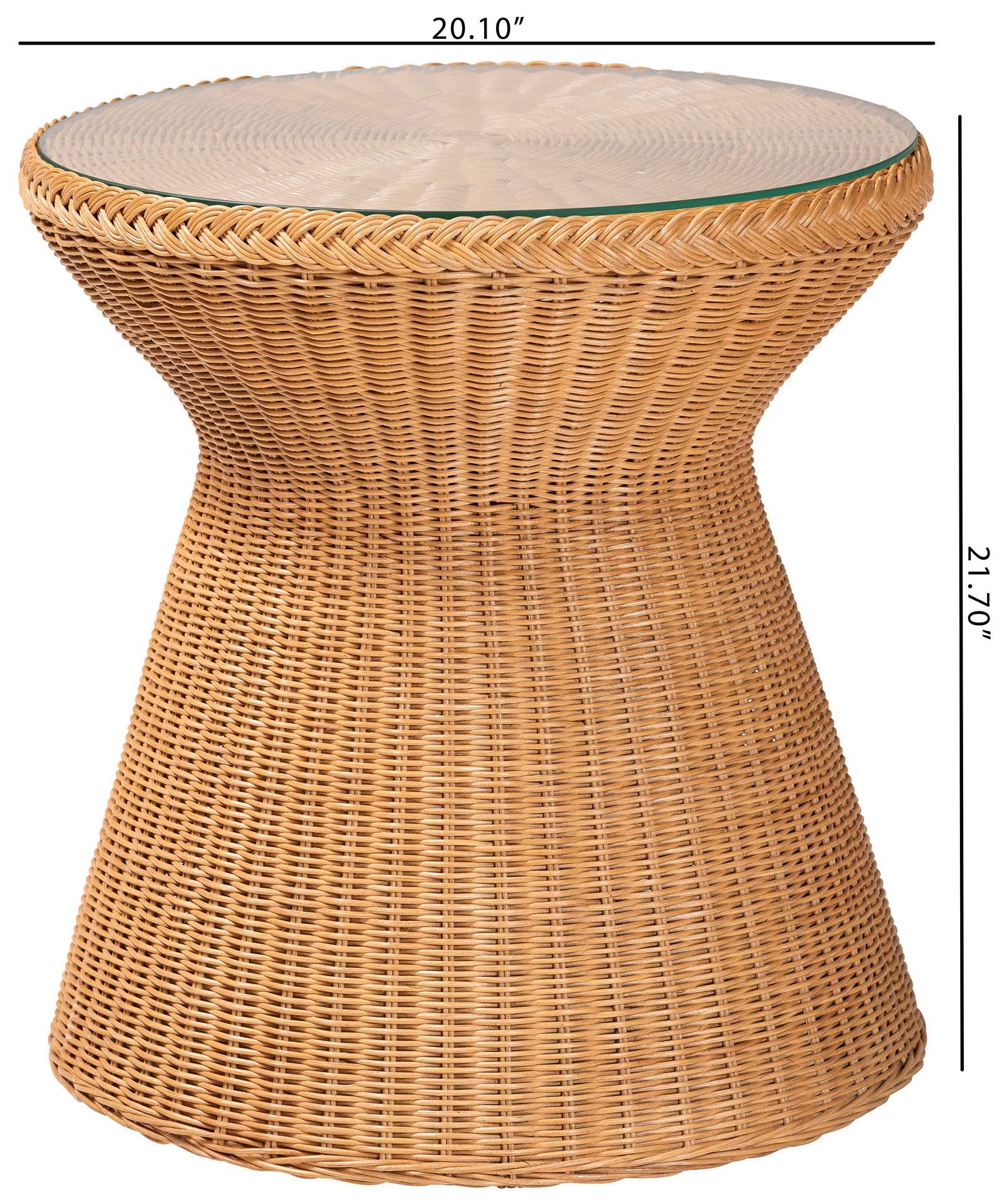 Image 6 bali & pari Nina Light Honey Braided Rattan End Table with Glass Tablet more views