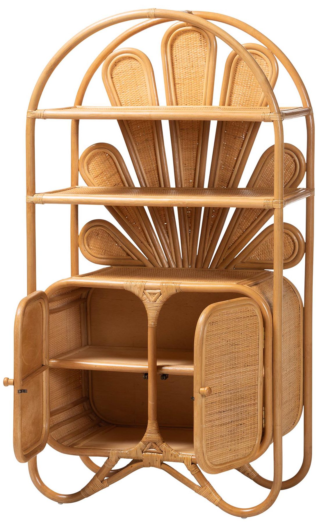 Image 4 bali & pari Noreen Peacock Fan Natural Rattan Cabinet more views
