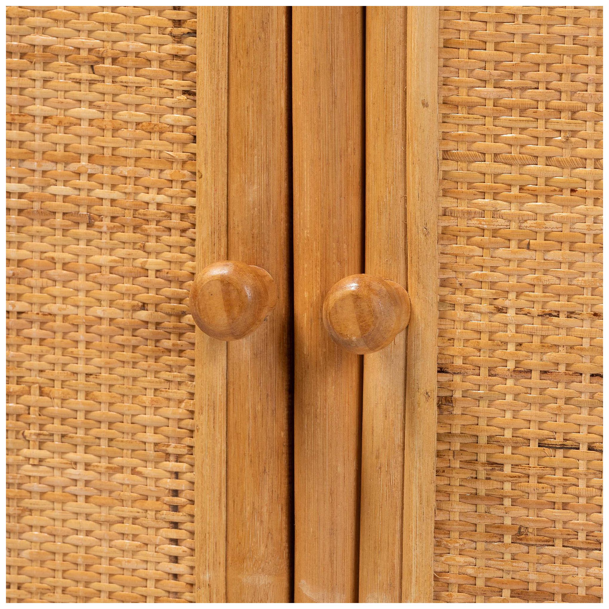 bali &amp; pari Noreen Peacock Fan Natural Rattan Cabinet