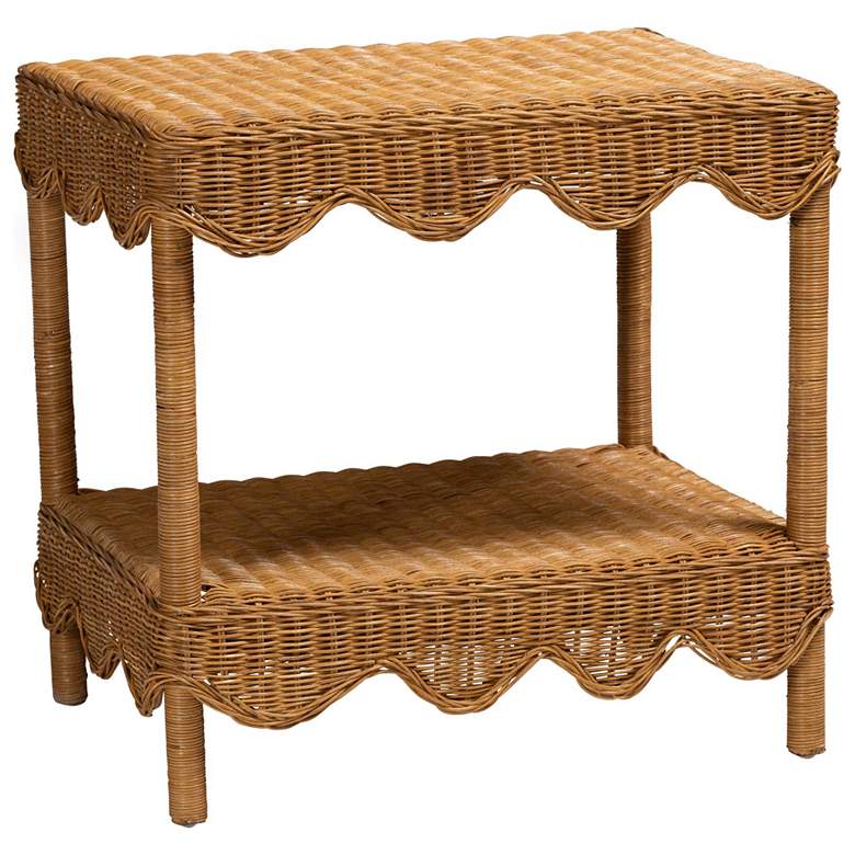 Image 1 bali & pari Oteria Bohemian Light Honey Scalloped Rattan Side Table