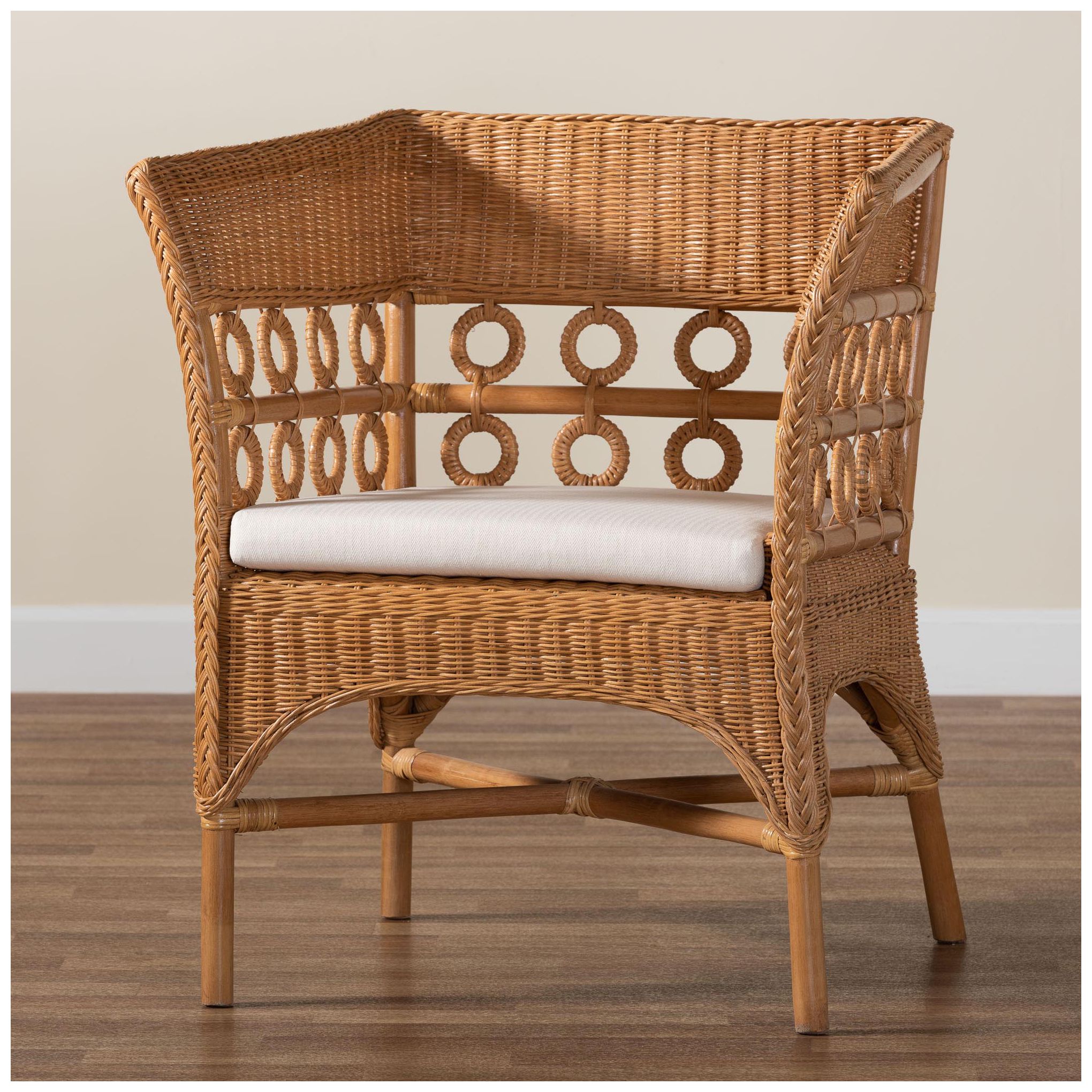 bali & pari Oxford Bohemian Light Honey Rattan Arm Chair