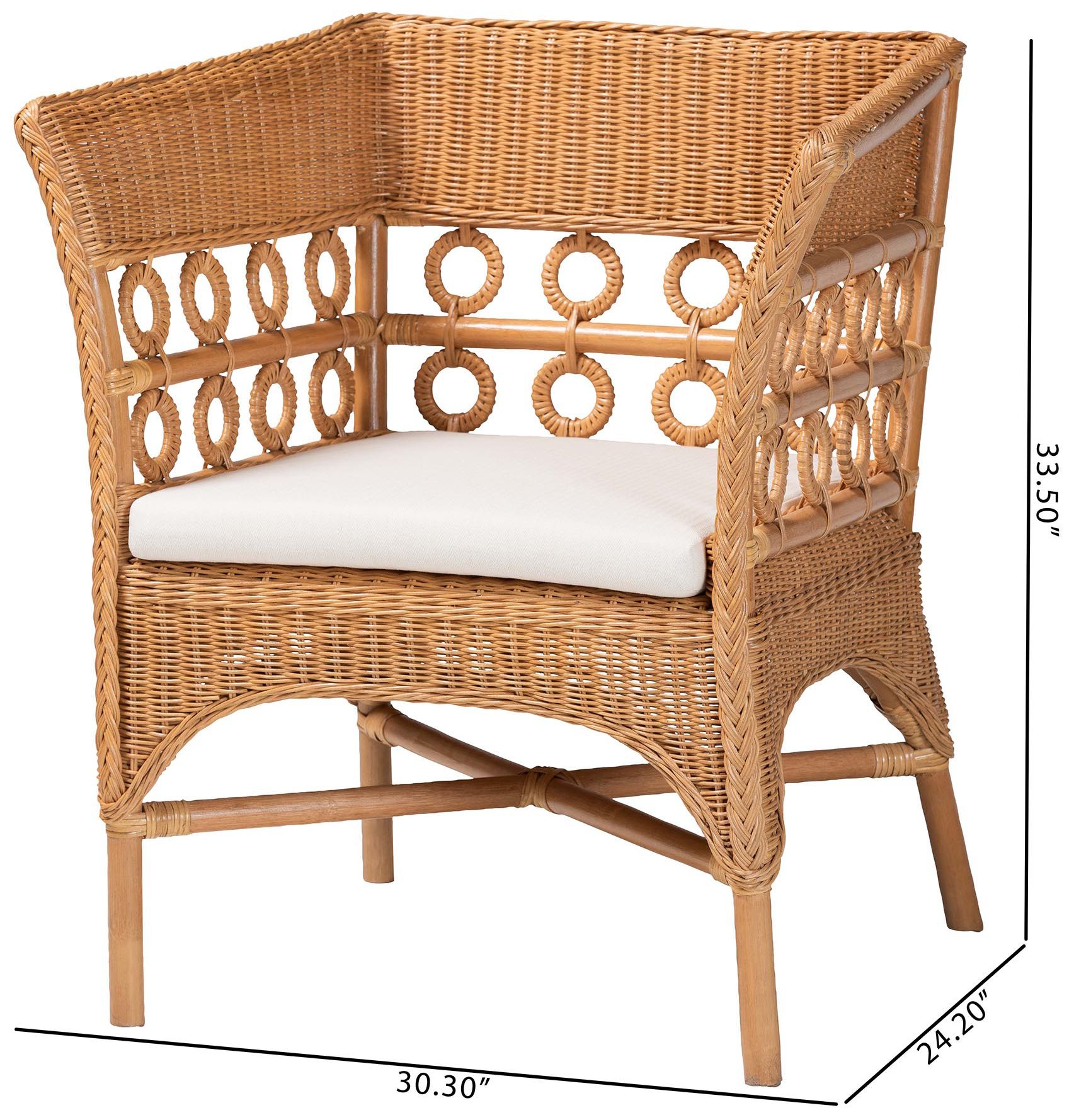 bali & pari Oxford Bohemian Light Honey Rattan Arm Chair