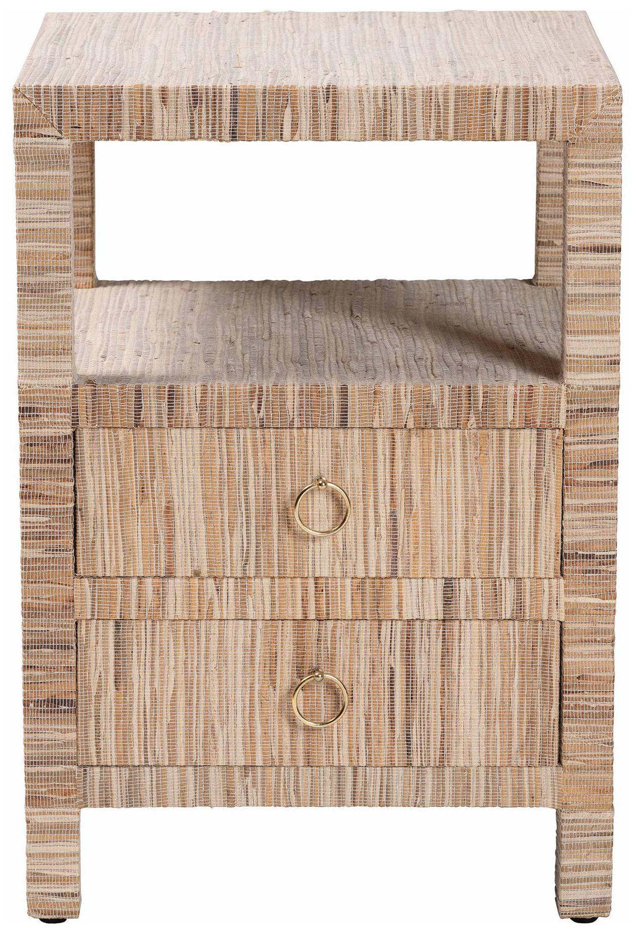 Image 4 bali & pari Paine Bohemian Woven Grasscloth 2-Drawer Nightstand more views