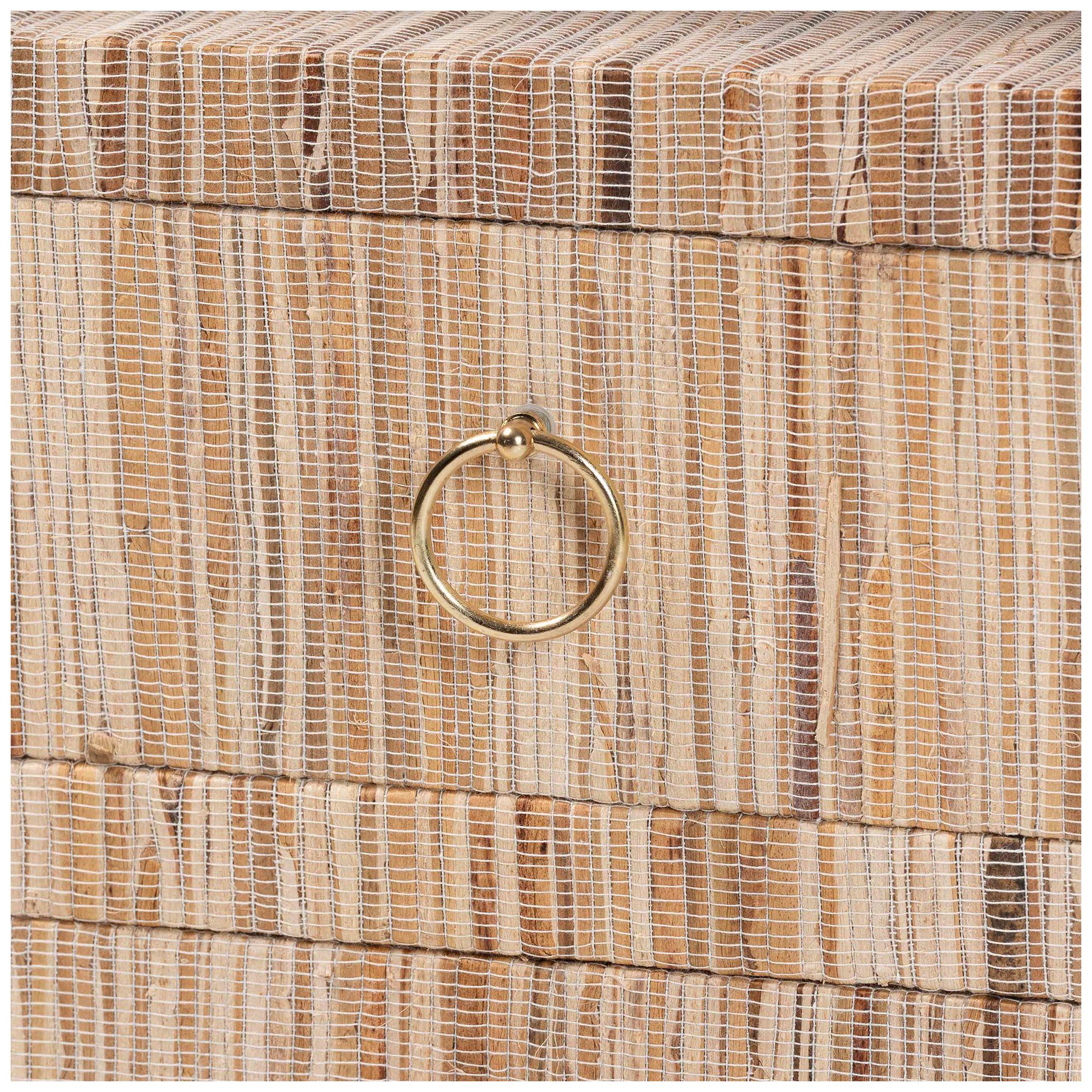 Image 7 bali & pari Paine Bohemian Woven Grasscloth 2-Drawer Nightstand more views