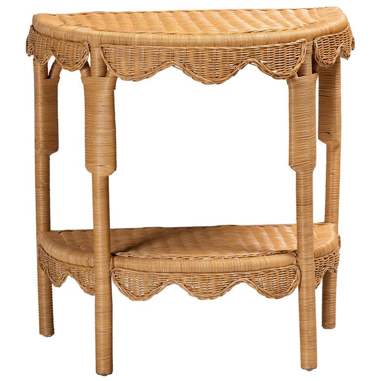 Image 1 bali & pari Paisley Coastal Scallop Light Honey Rattan Console Table
