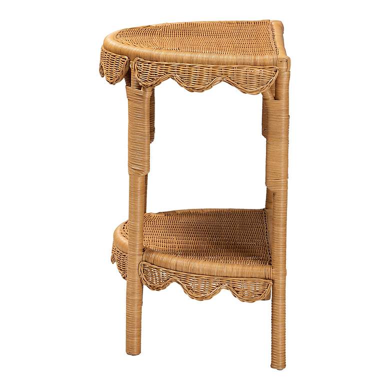 Image 4 bali & pari Paisley Coastal Scallop Light Honey Rattan Console Table more views