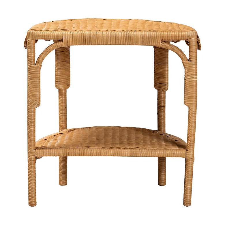 Image 5 bali & pari Paisley Coastal Scallop Light Honey Rattan Console Table more views