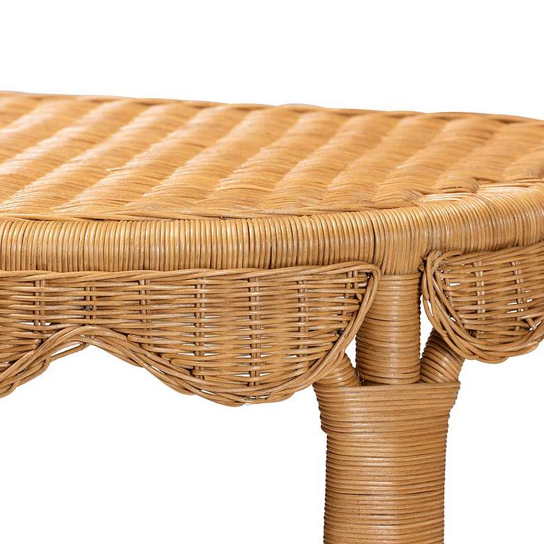 Image 6 bali & pari Paisley Coastal Scallop Light Honey Rattan Console Table more views