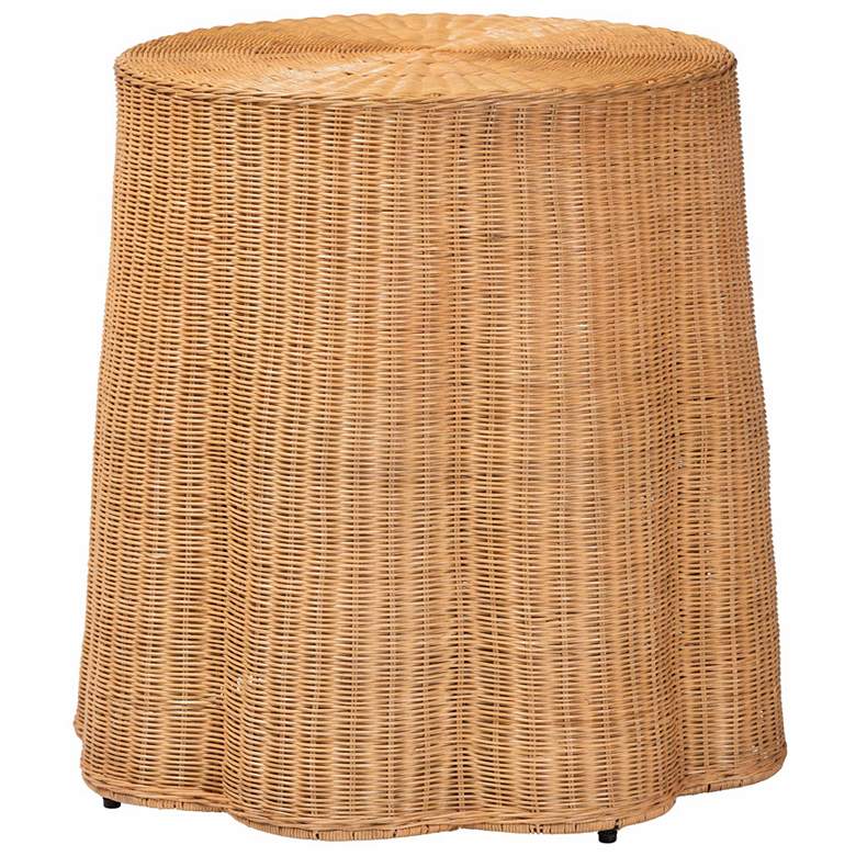 Image 1 bali & pari Palm Bohemian Honey Scallop Rattan End Table
