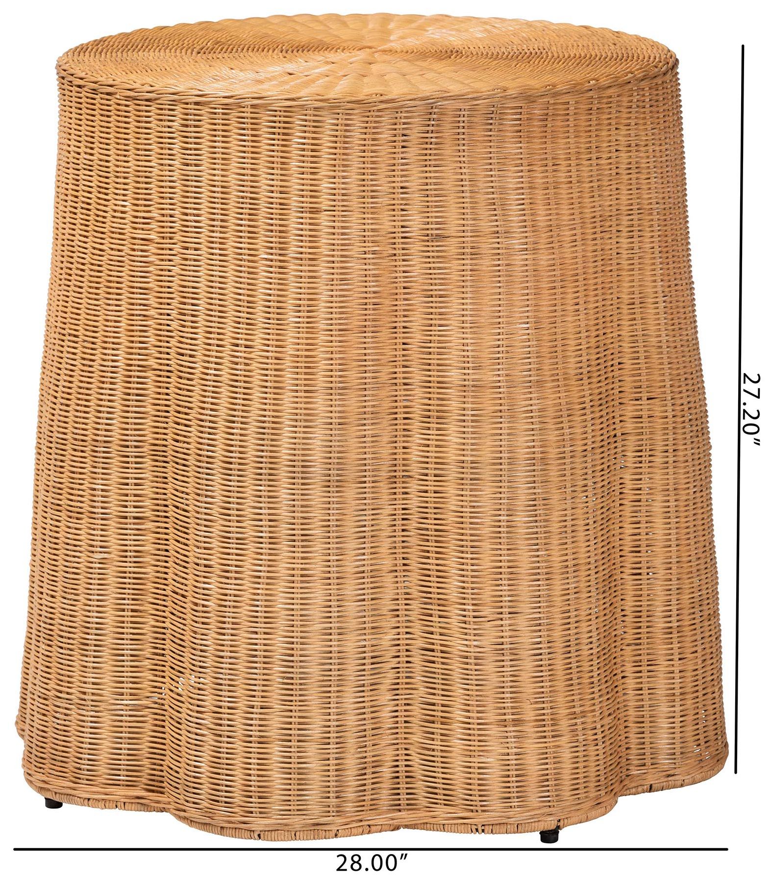 Image 4 bali & pari Palm Bohemian Honey Scallop Rattan End Table more views