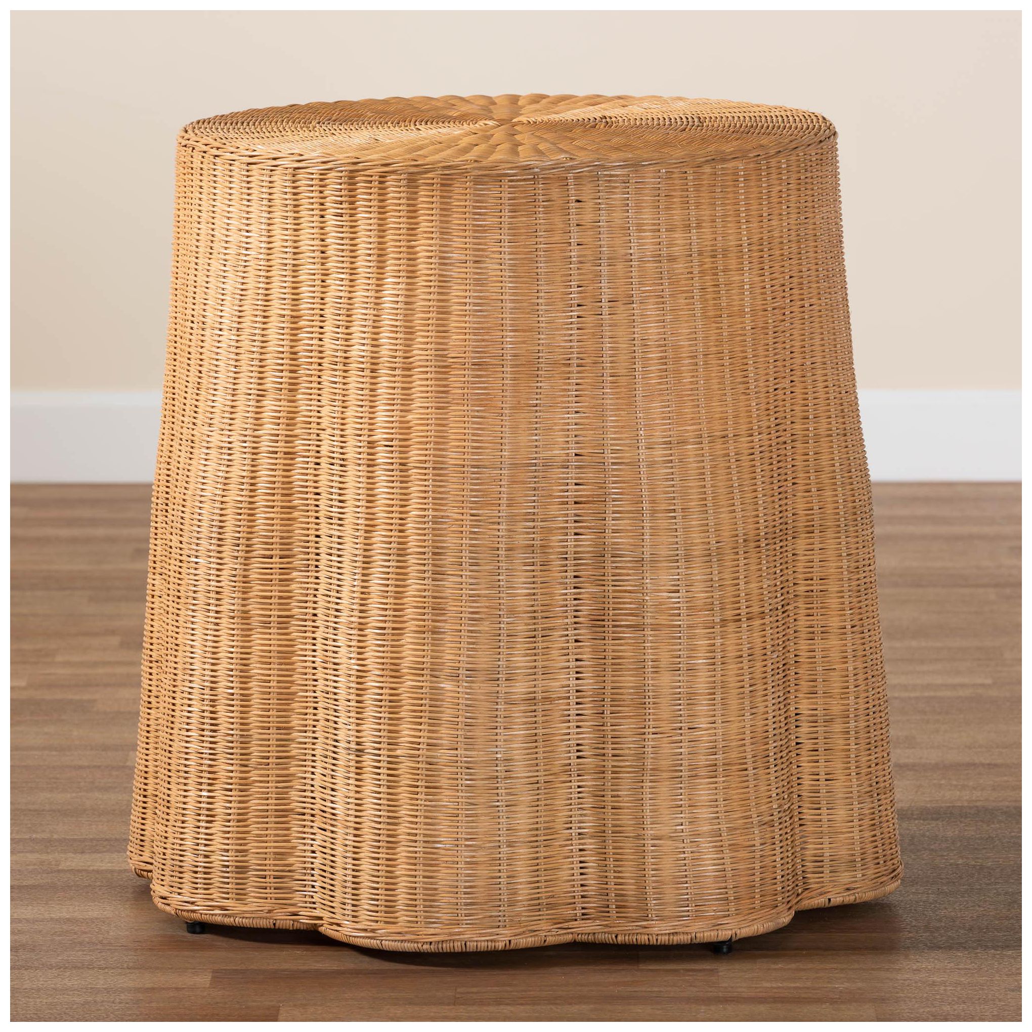 Image 6 bali & pari Palm Bohemian Honey Scallop Rattan End Table more views